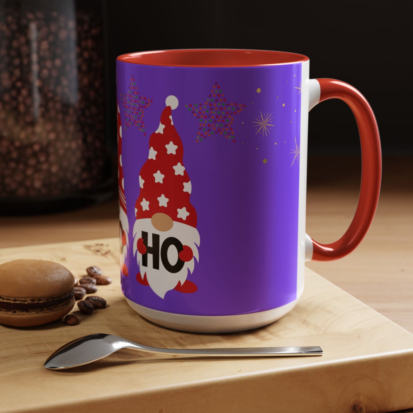 Gnome Holiday Coffee Mug, Festive Mug, Christmas Gift Mug, Cute Gnome Cup, Ho Ho Ho Coffee Mug