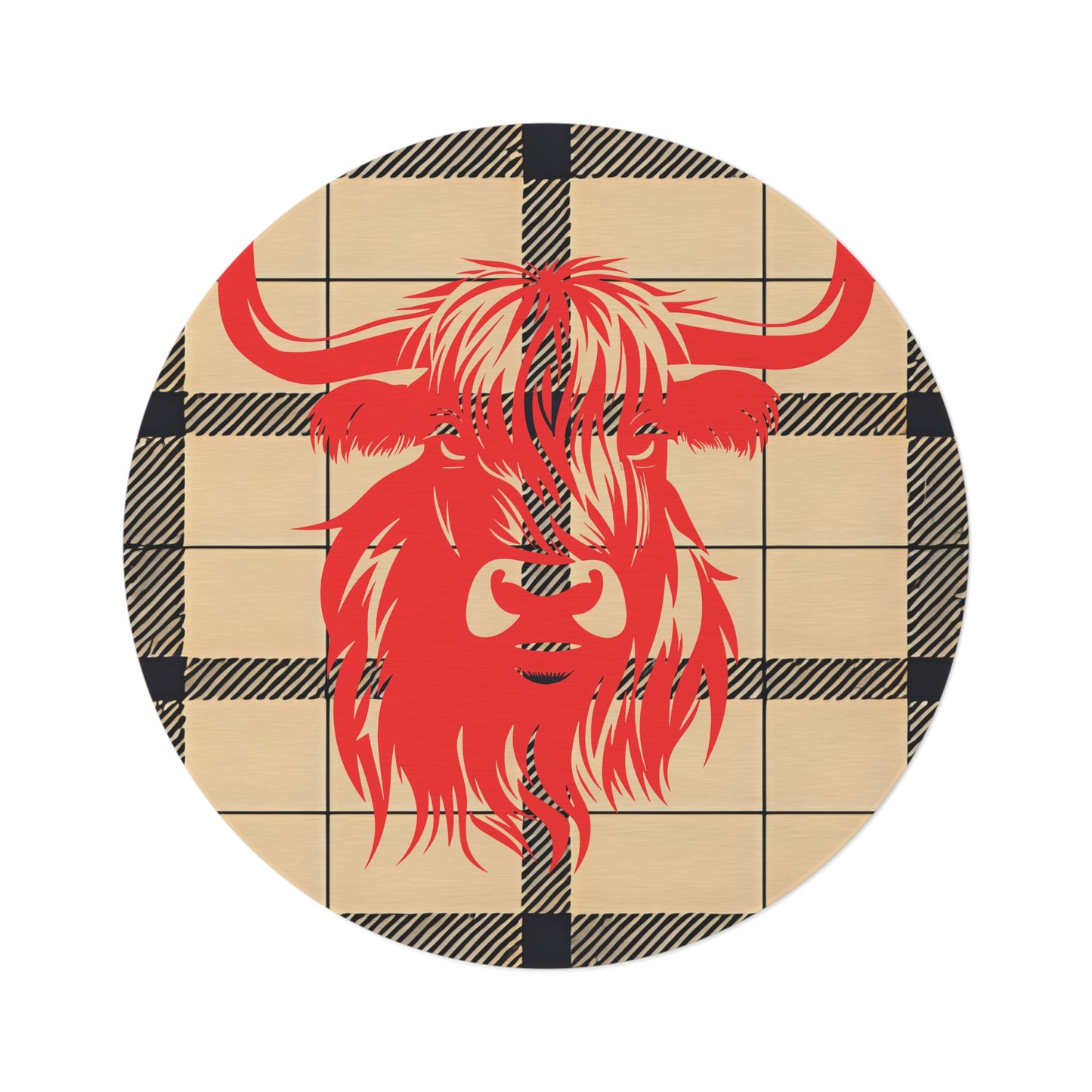 Rustic Highland Cow Round Rug - Farmhouse Decor, Cozy Living Room Accent, Boho Style, Gift for Home Lovers, Unique Area Rug