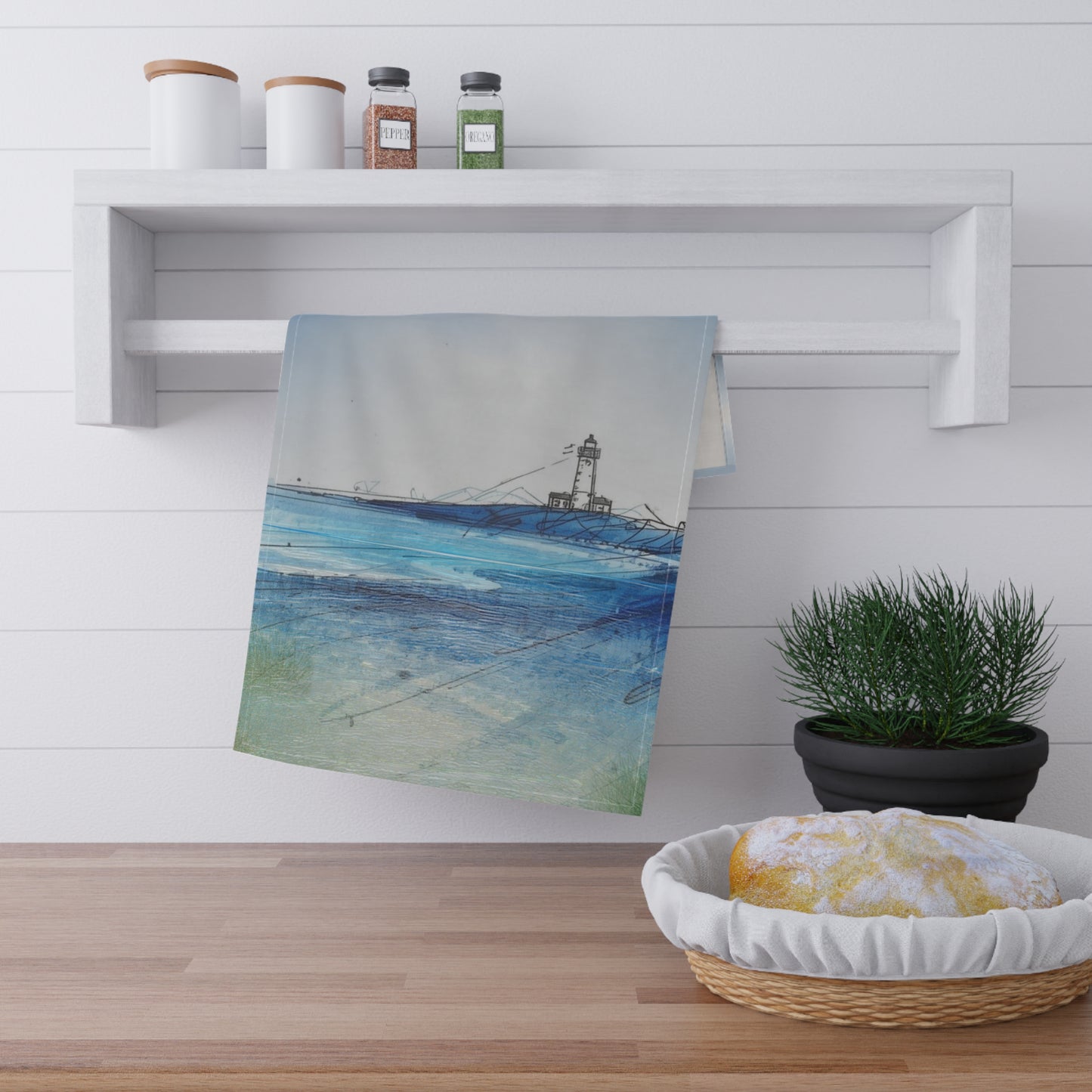 Coastal Lighthouse Tea Towels, Nautical Kitchen Decor, Beach House Gifts, Coastal Living Gifts, Ocean-Themed Home Accessories