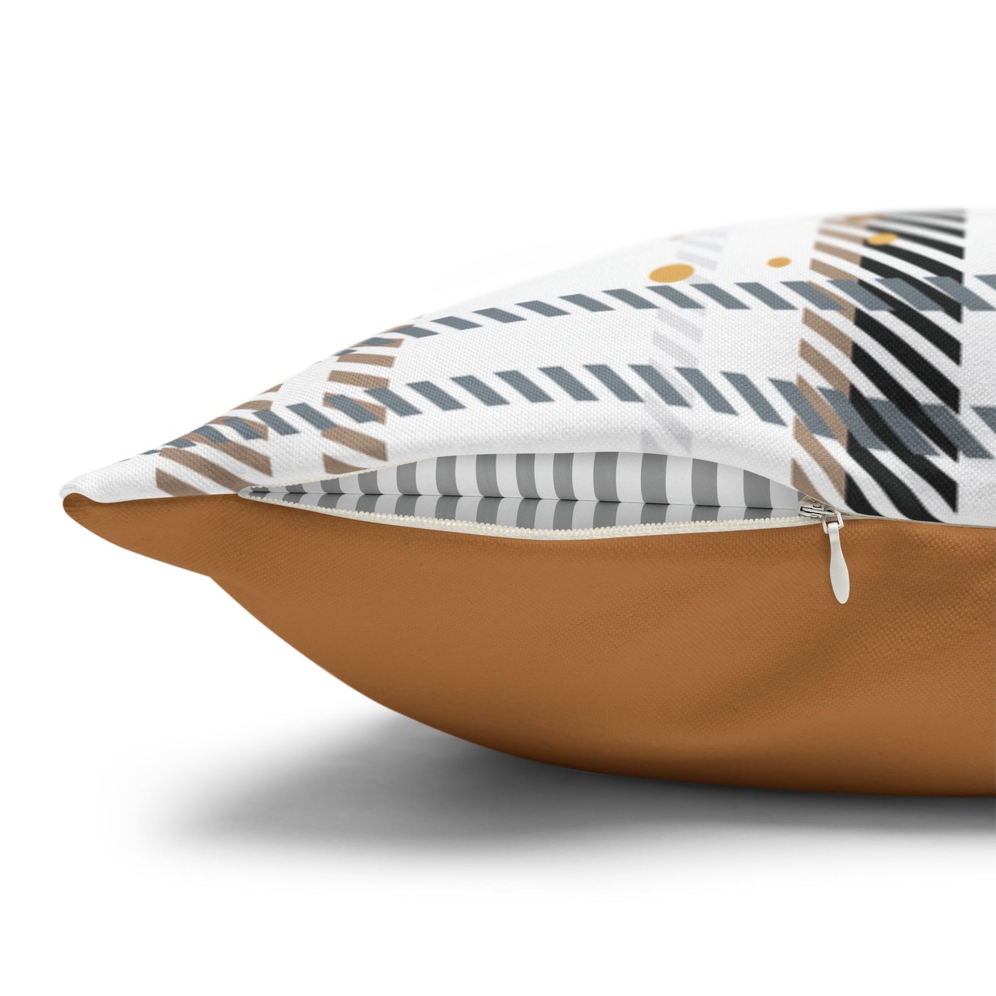 Gold Plaid Decorative Pillowcase — Plaid Throw Pillow Cover with Metallic Heart & Floral Accents