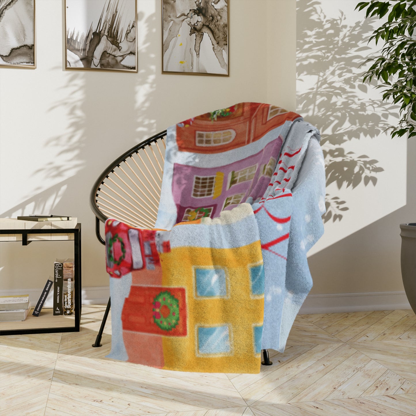 Christmas Velveteen Microfiber Blanket, Cozy Holiday Decor, Snowy Scene Throw, Gift for Her, Winter Warmth, Festive Home Accessory