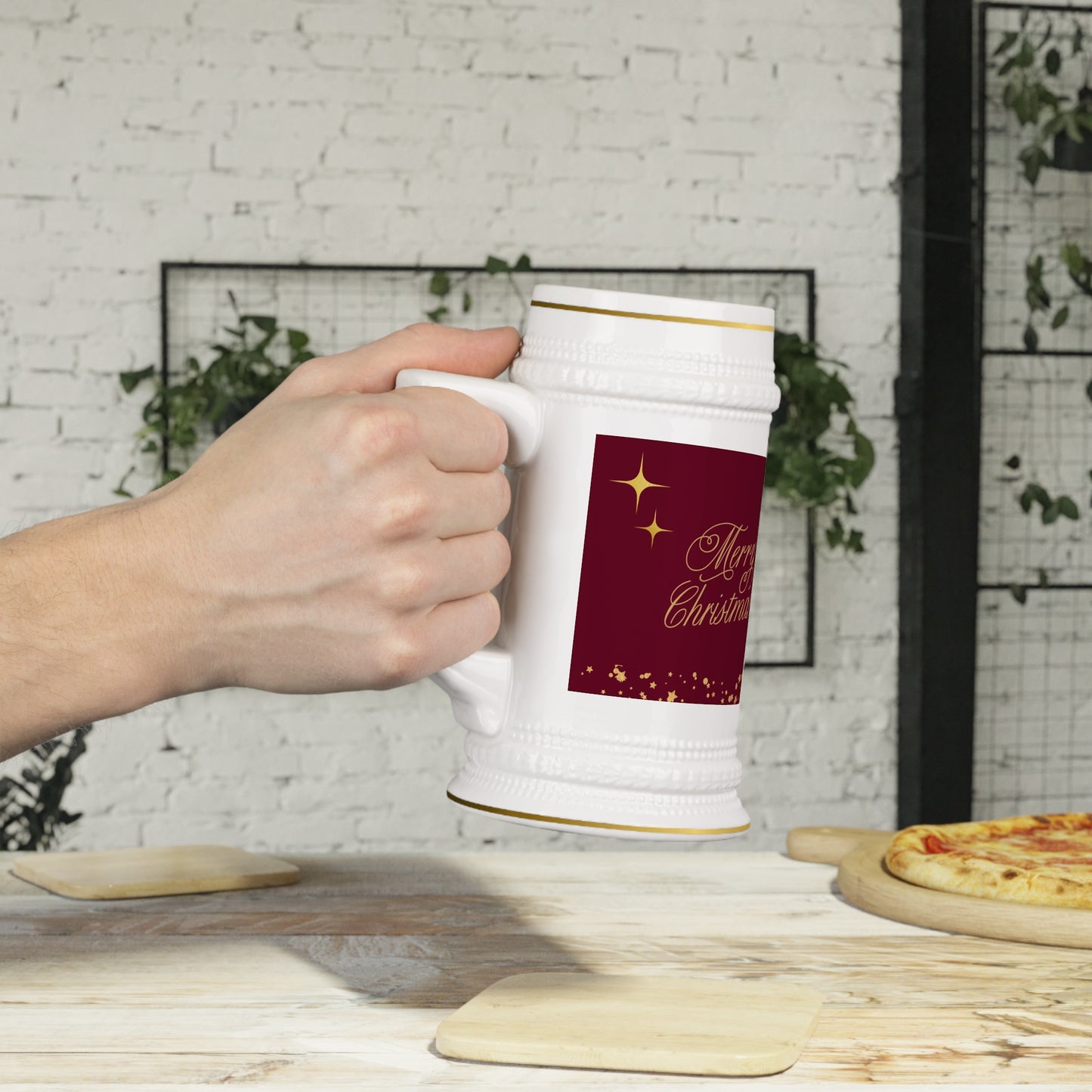 Festive Beer Stein Mug - Merry Christmas Gift, Holiday Decor, Unique Party Cup, Custom Celebration Drinkware, Home Bar Accessory