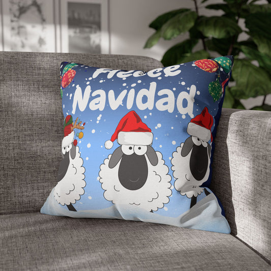 Christmas Sheep Pillowcase, Fleece Navidad Decor, Holiday Home Accents, Cozy Cotton Cushion Cover, Winter Gift Idea, Seasonal Home Decor