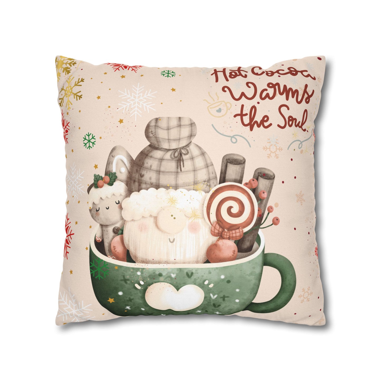 Cozy Hot Cocoa Pillow - Winter Decor, Holiday Gift, Home Accent, Couch Cushion, Christmas Decoration