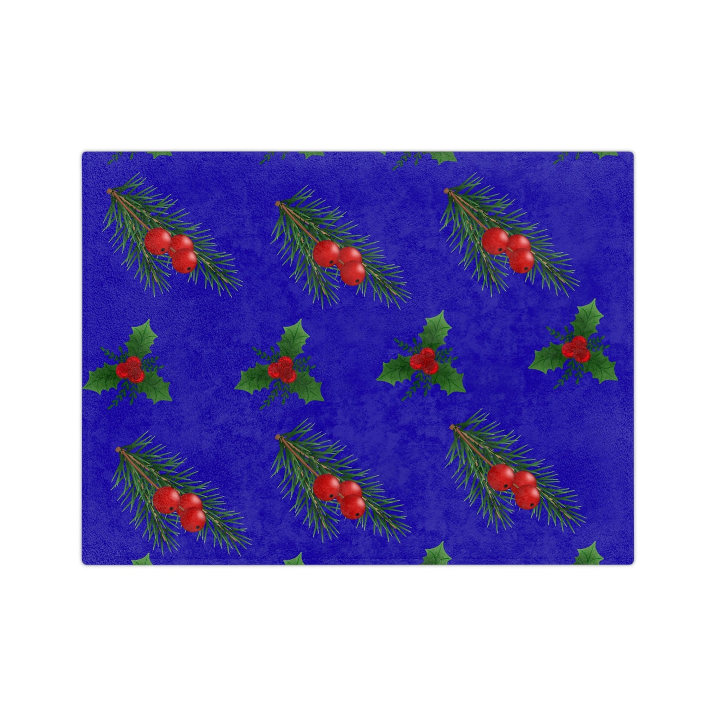 Holiday Holly & Pine Velvet Microfiber Blanket — Festive Christmas Throw