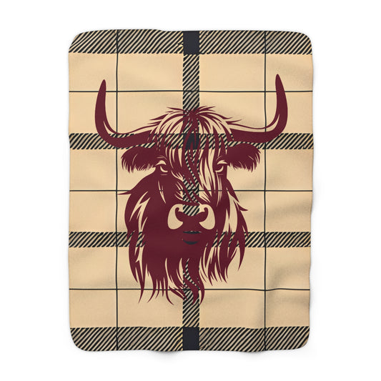 Cozy Highland Cow Sherpa Fleece Blanket | Warm Home Decor, Gift for Animal Lovers, Unique Throw Blanket, Soft Plaid Blanket