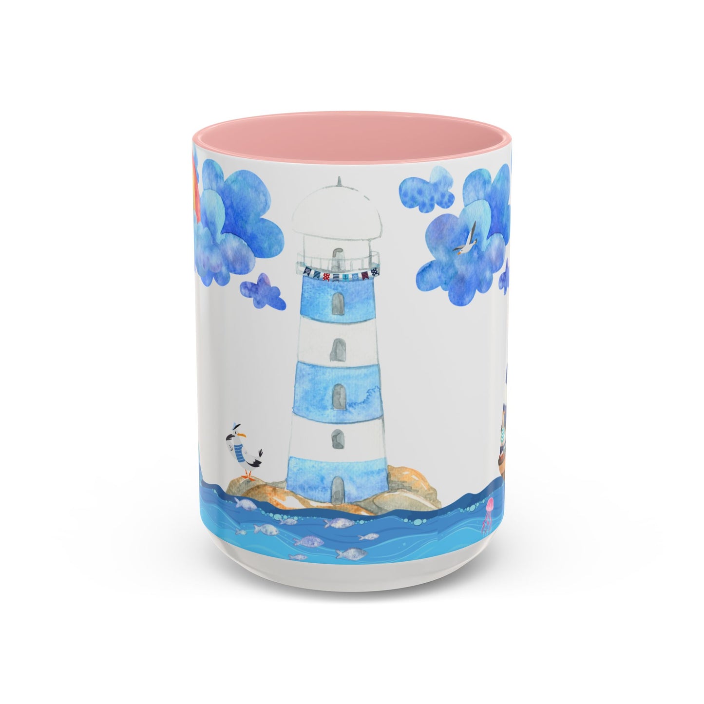 Coastal Lighthouse Coffee Mug, Nautical Drinkware, Beach Themed, Ocean Lover Gift, Relaxing Home Decor