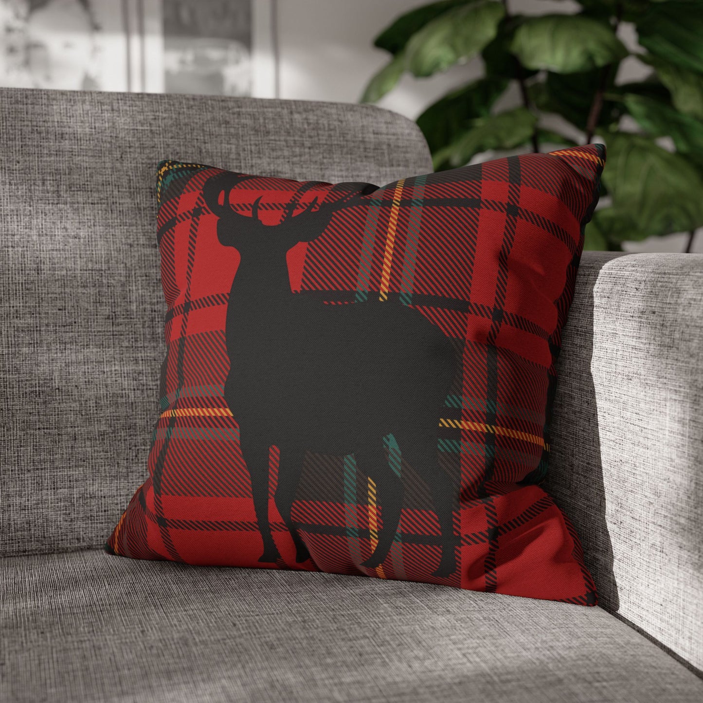 Rustic Deer Plaid Pillowcase