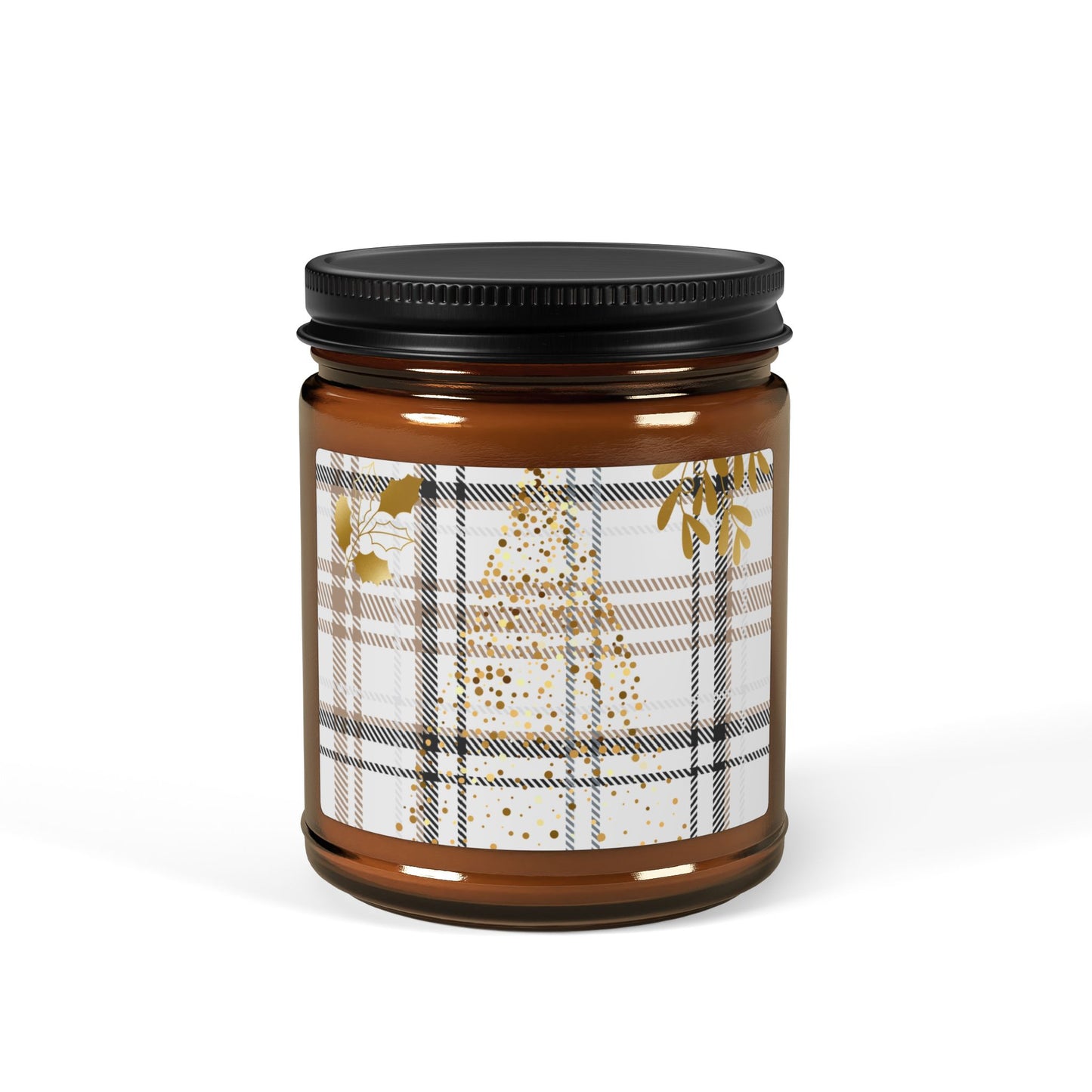 Soy Amber Jar Candle — Cozy Plaid Winter Tree Scented Candle (Multi-Size)