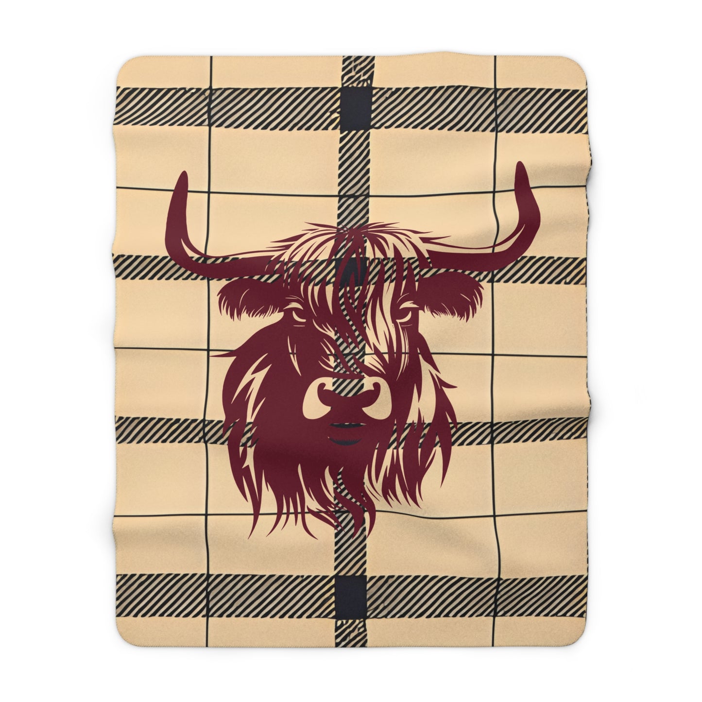 Cozy Highland Cow Sherpa Fleece Blanket | Warm Home Decor, Gift for Animal Lovers, Unique Throw Blanket, Soft Plaid Blanket