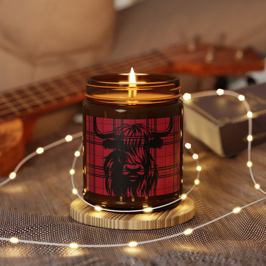 Rustic Highland Cow Candle - Cozy Amber Jar, Scented Soy Candle, Farmhouse Decor, Gift for Her, Home Fragrance