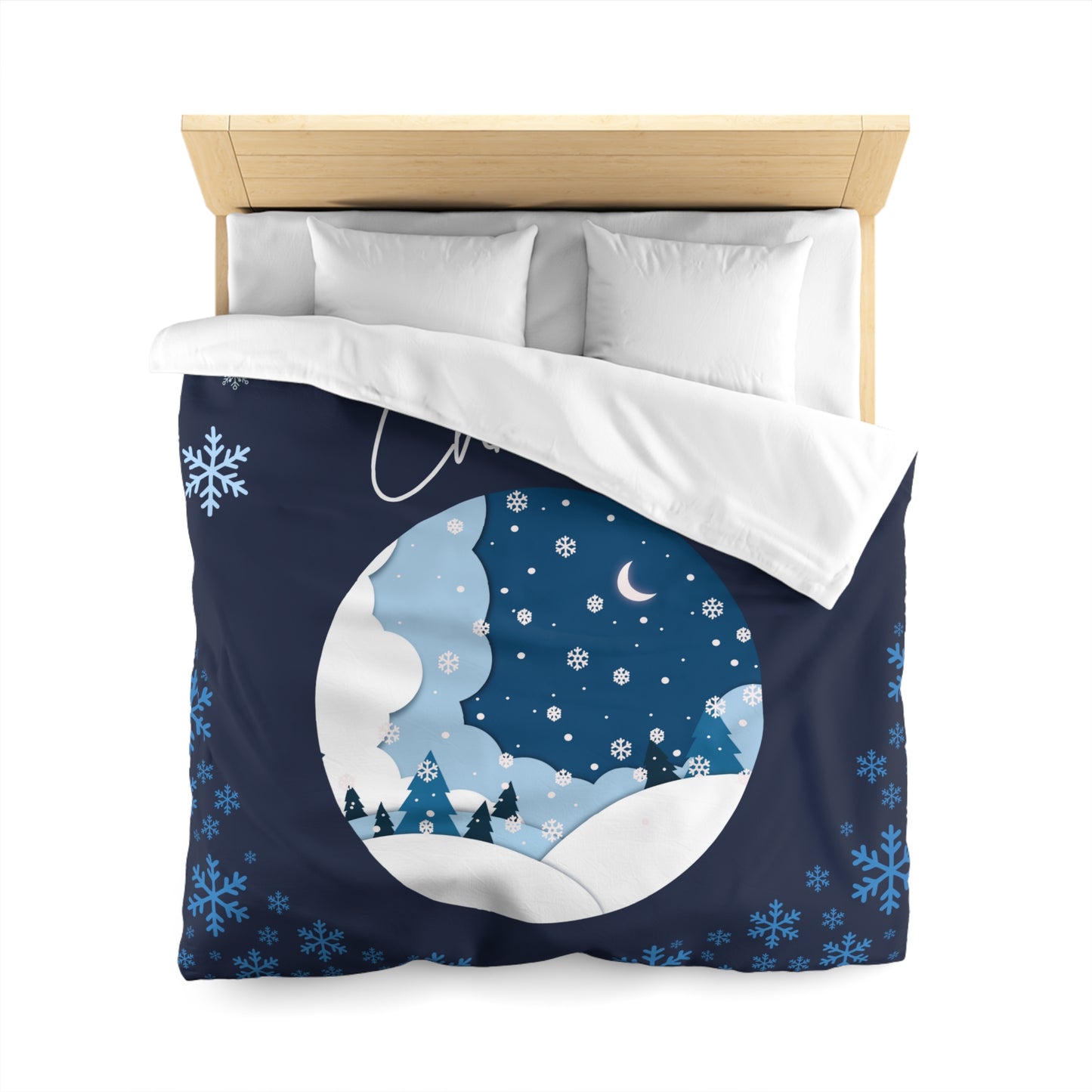 Christmas Winter Wonderland Duvet Cover | Cozy Bedding for Holiday Decor, Seasonal Home Accent, Snowflake Pattern