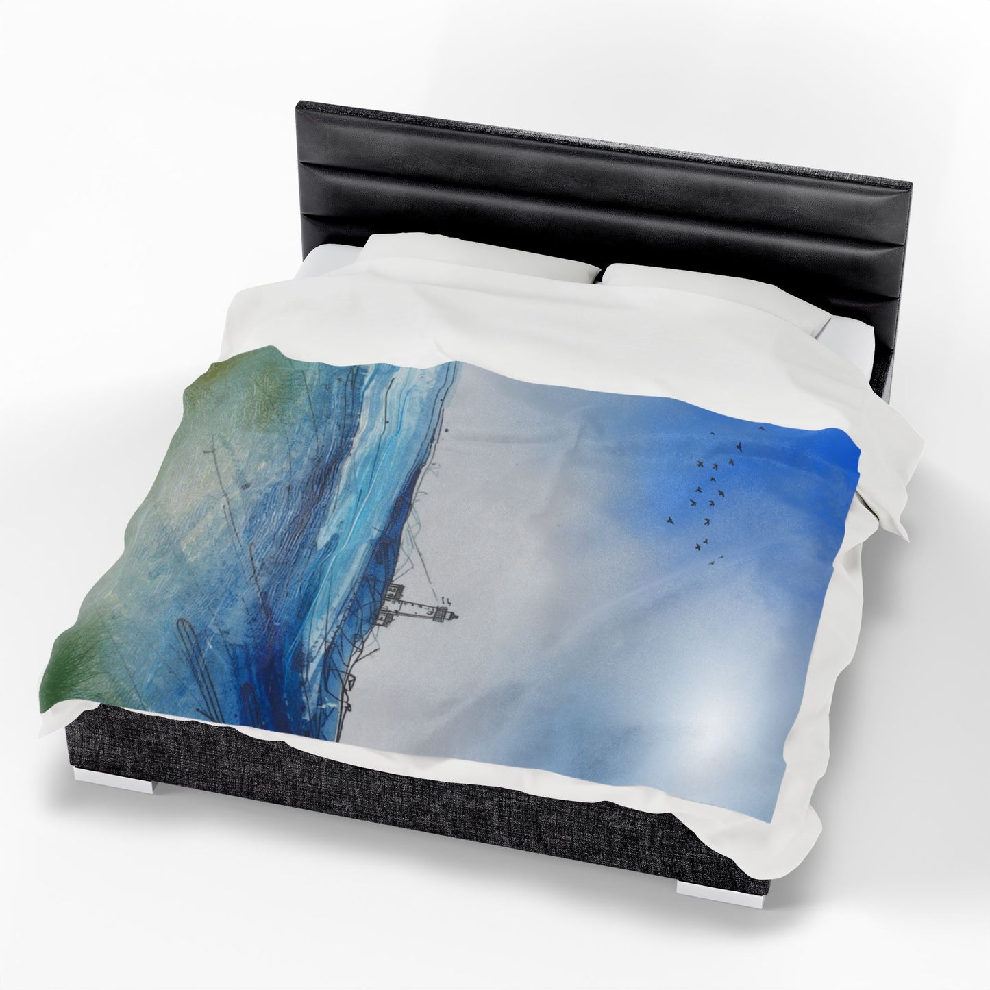 Cozy Ocean-Inspired Velveteen Plush Blanket | Soft Throw for Beach Lovers, Home Decor, Gift, Relaxation, Coastal Vibe