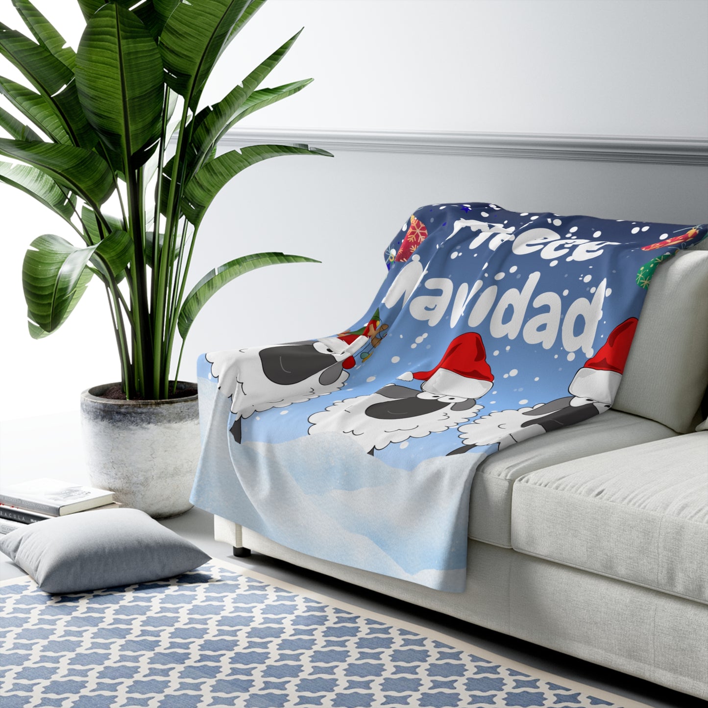 Fleece Navidad Sherpa Blanket, Cozy Christmas Throw, Holiday Gift, Warm Home Decor, Winter Snuggle Blanket