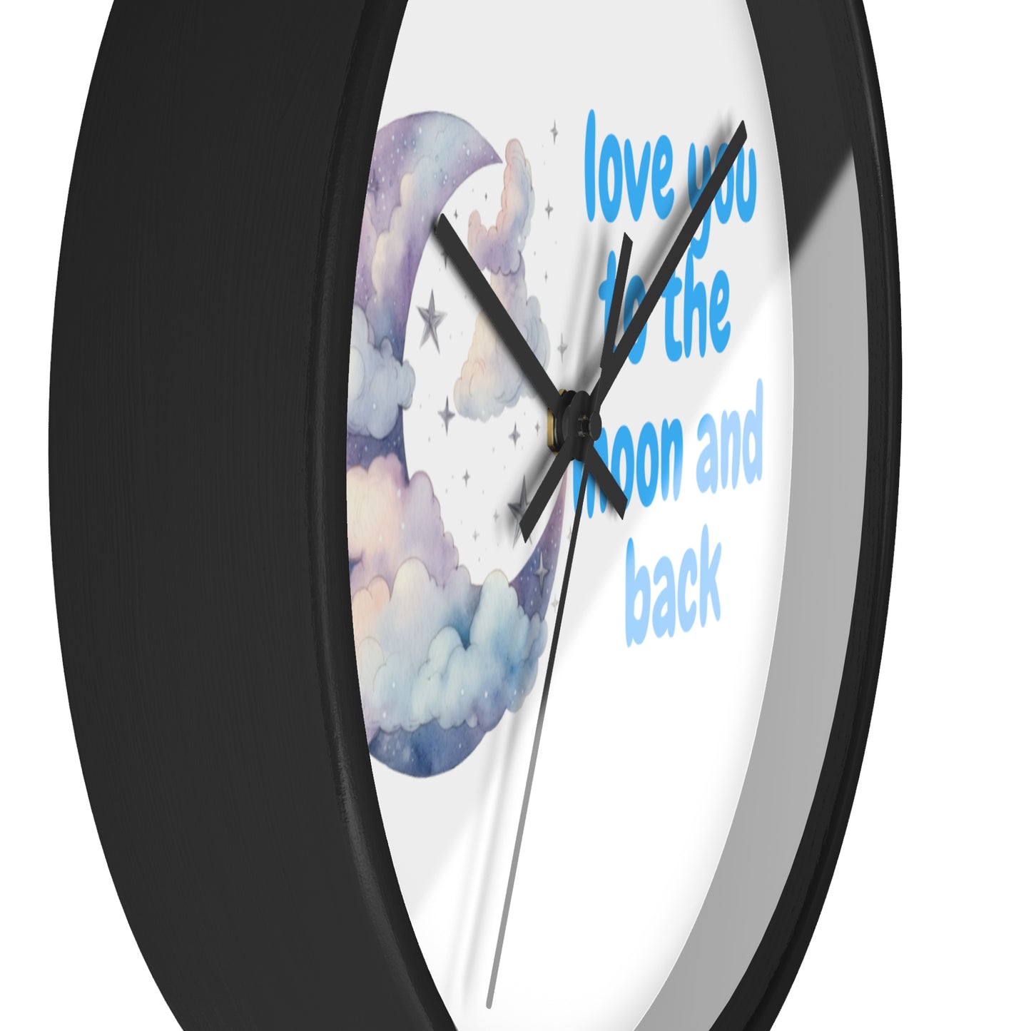 Moon and Back Wall Clock, Love You Wall Decor, Gift for Couples, Nursery Clock, Sweet Home Decor, Romantic Gift