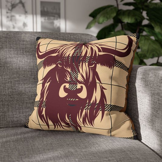 Highland Cow Pillowcase, Cozy Home Decor, Rustic Farmhouse Accent, Unique Gift for Animal Lovers, Throw Pillow Cover, Country Style Cushion