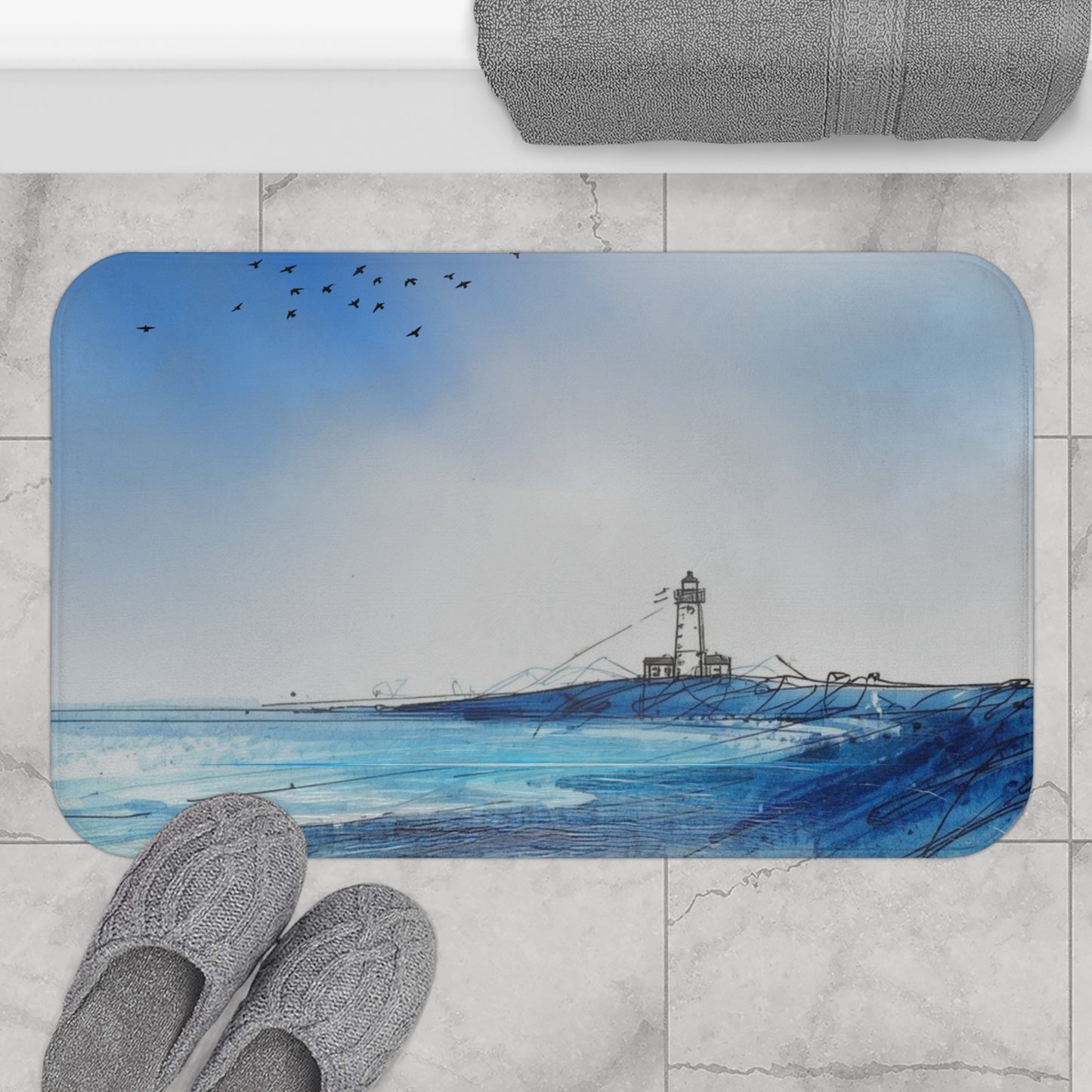 Ocean Breeze Bath Mat, Nautical Home Decor, Beach House Accessory, Coastal Vibes, Gift for Beach Lovers