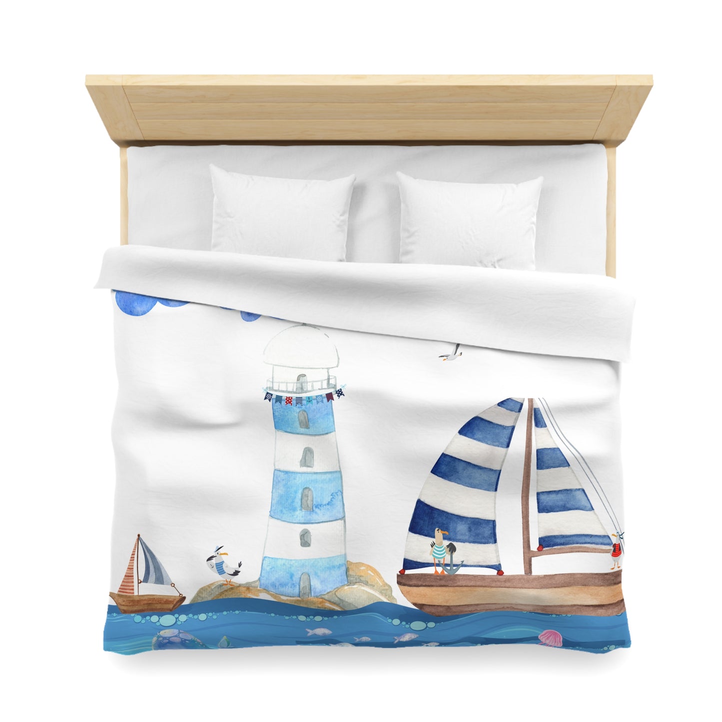 Coastal Escape Microfiber Duvet Cover, Nautical Bedding, Ocean-Themed Decor, Beach House Essentials, Kids Room Makeover