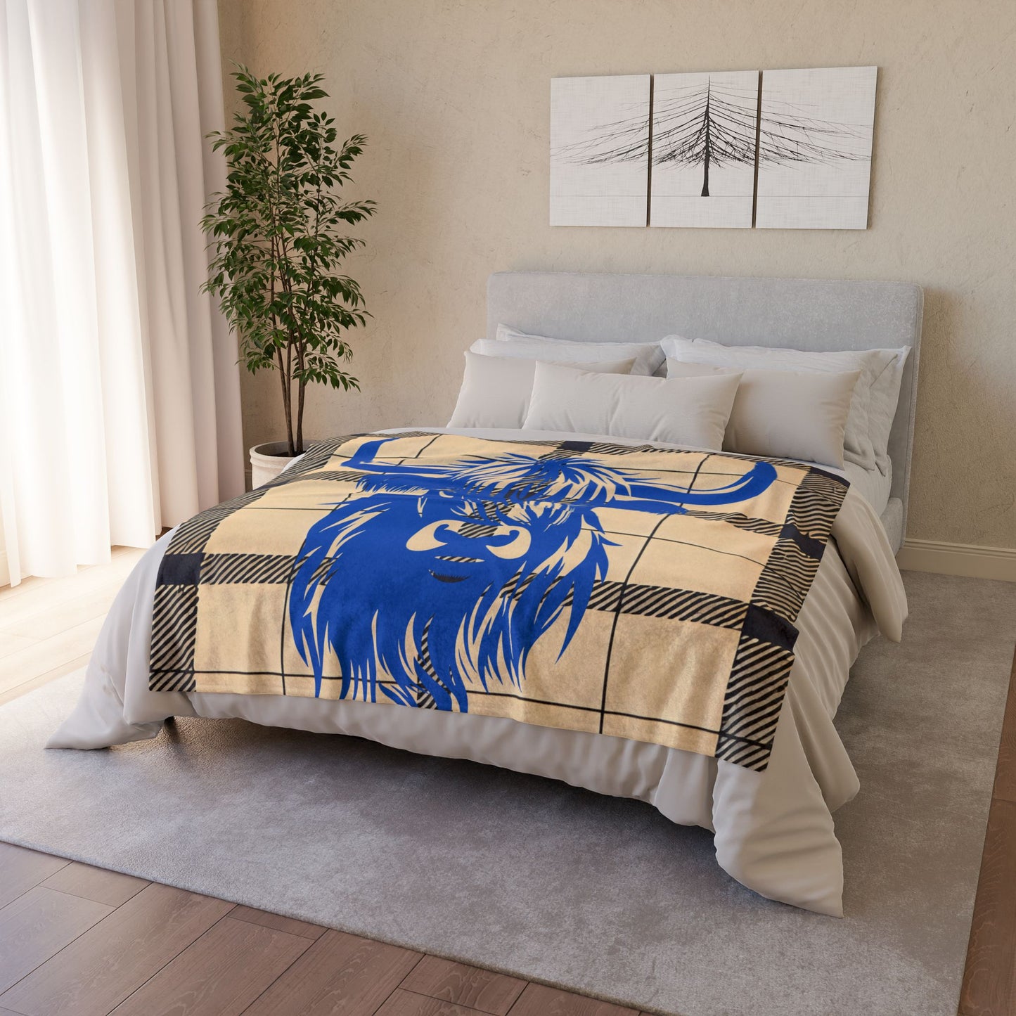 Highland Cow Blanket, Cozy Decorative Throw, Soft Fleece Blanket, Farmhouse Style Decor, Gift for Cow Lovers, Rustic Home Accessory