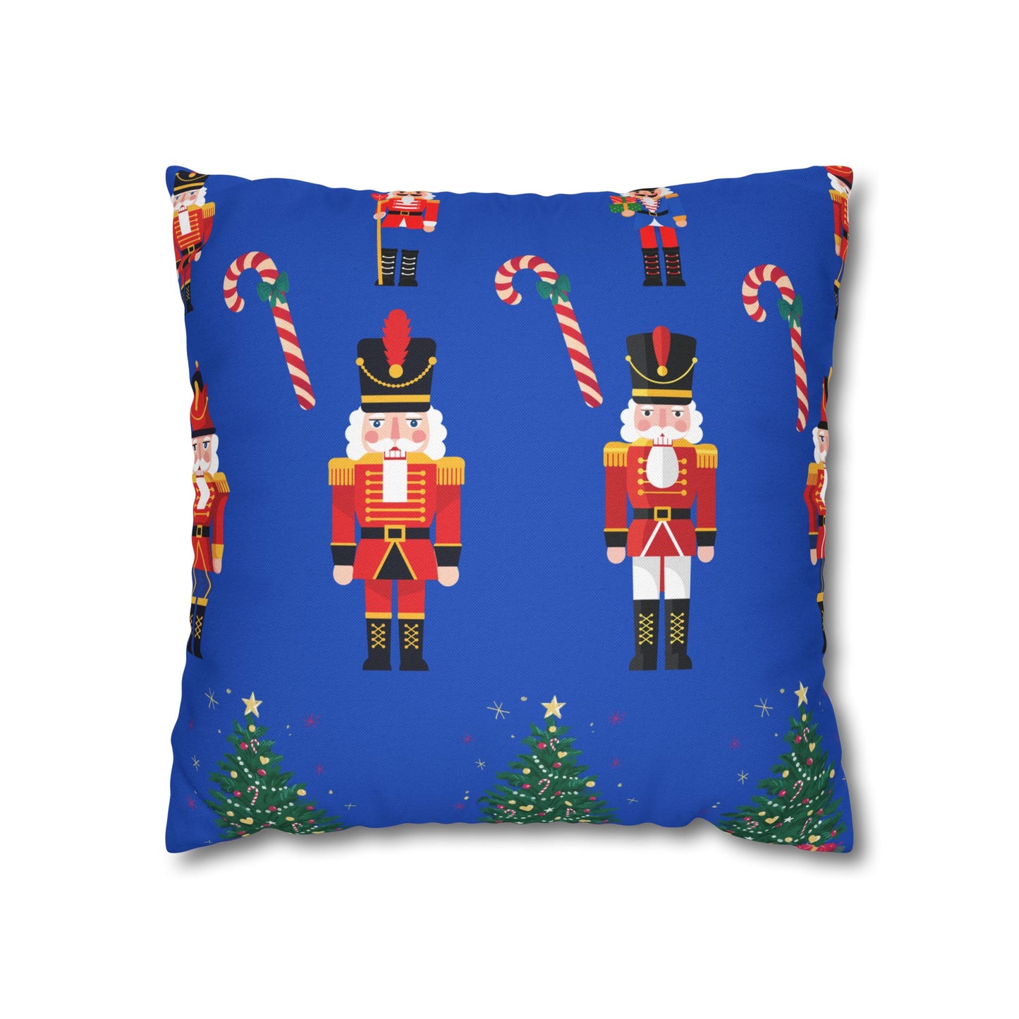 Nutcracker Holiday Pillow — Festive Candy Cane & Christmas Tree Throw Pillow