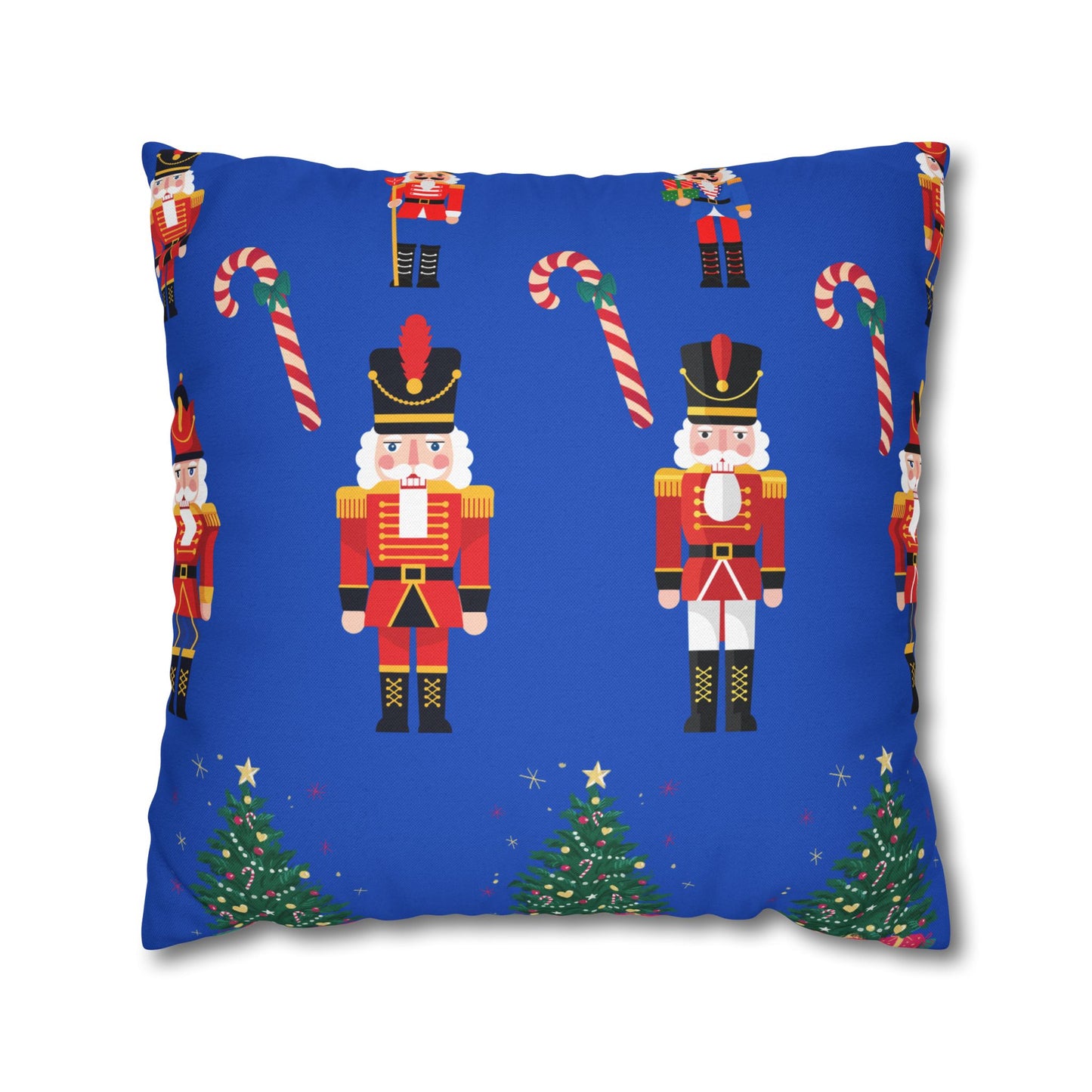 Nutcracker Holiday Pillow — Festive Candy Cane & Christmas Tree Throw Pillow