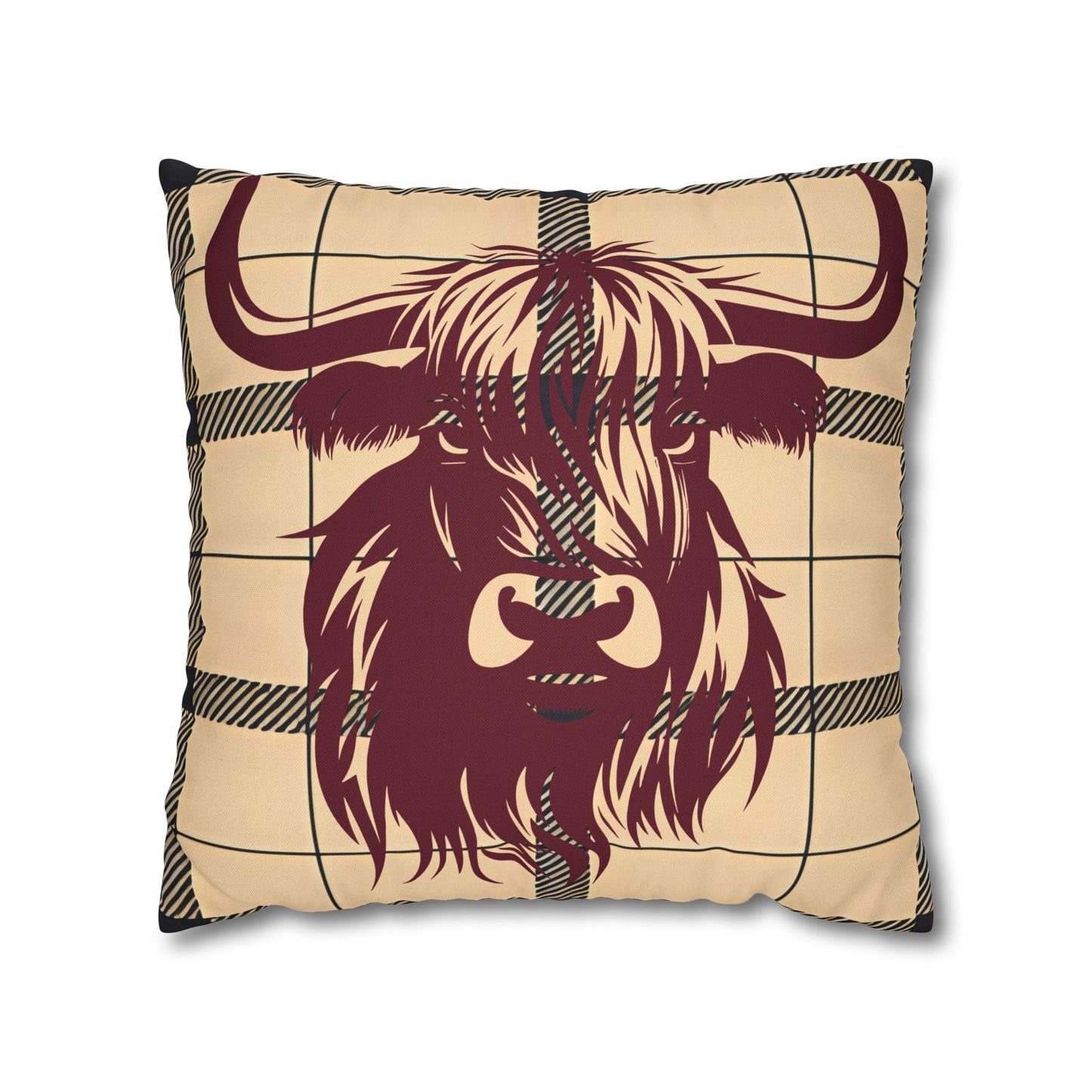 Highland Cow Pillowcase, Cozy Home Decor, Rustic Farmhouse Accent, Unique Gift for Animal Lovers, Throw Pillow Cover, Country Style Cushion