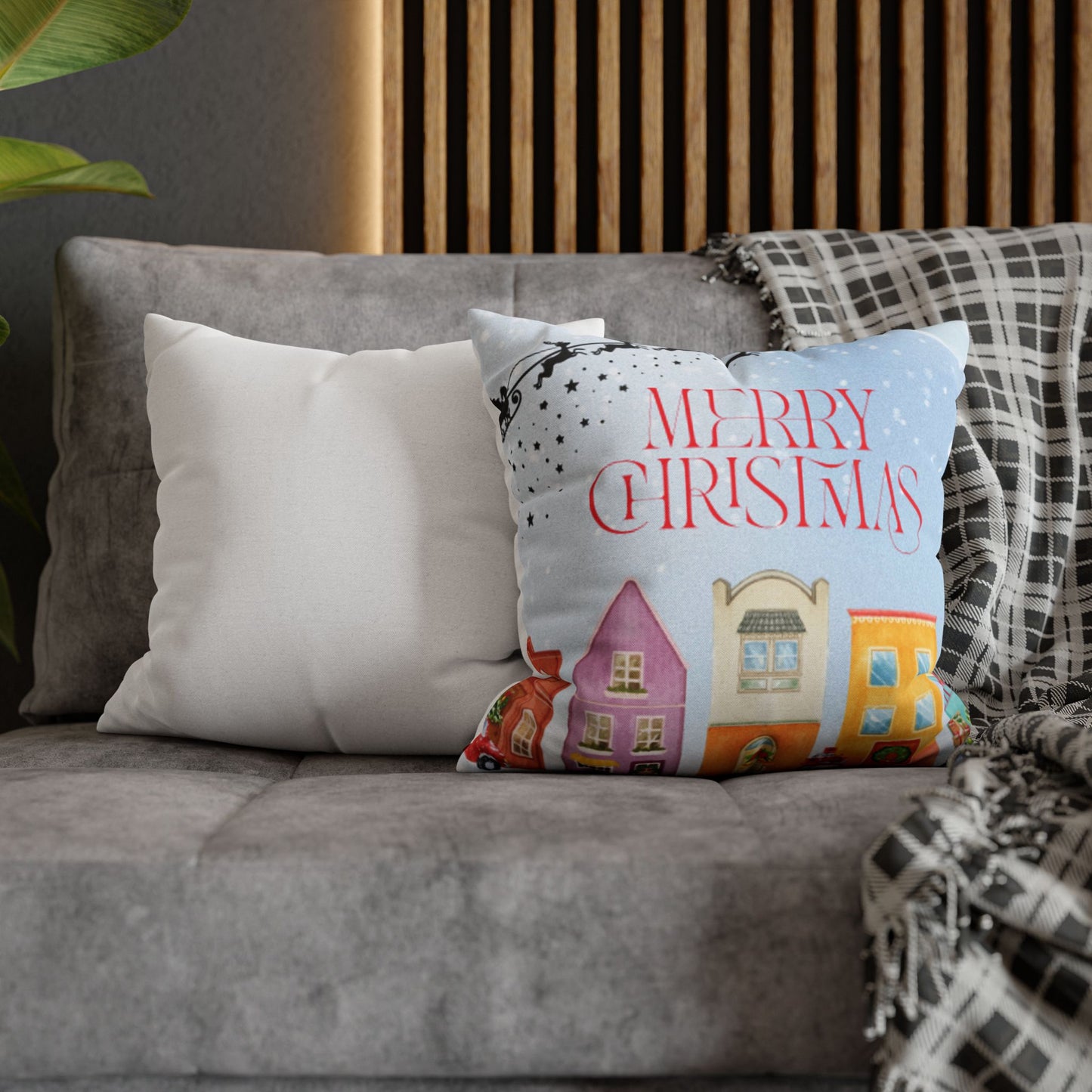Christmas Decorative Pillowcase with Merry Christmas Design, Holiday Home Decor, Seasonal Cushion Cover, Gift for Her, Festive Accent