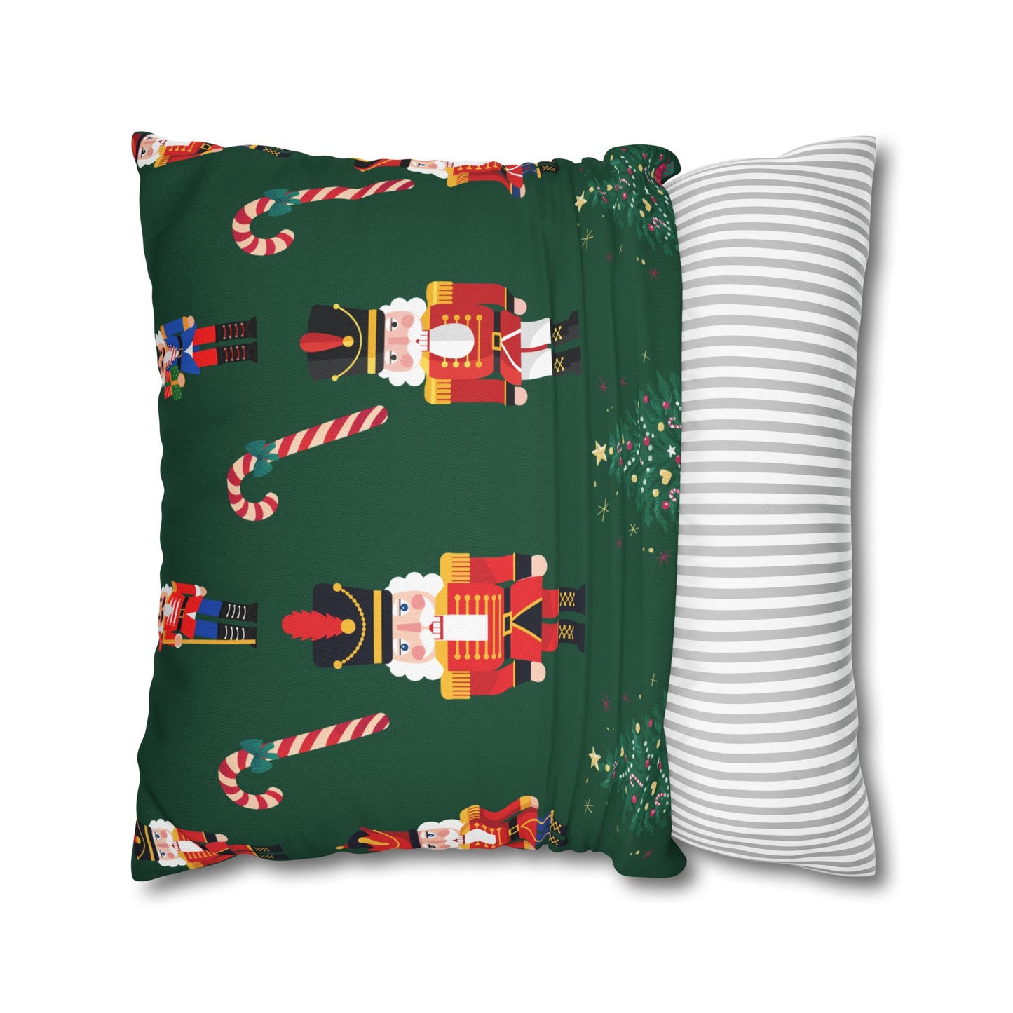 Nutcracker Christmas Pillowcase — Festive Green Holiday Throw Pillow Cover