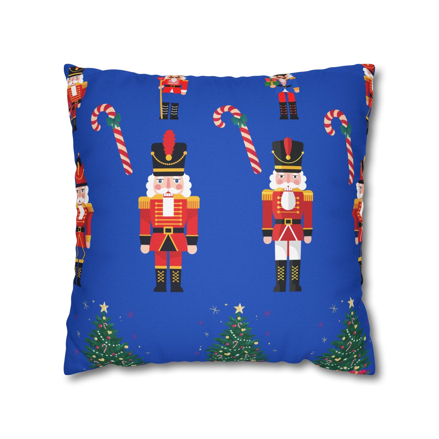 Nutcracker Holiday Pillow — Festive Candy Cane & Christmas Tree Throw Pillow