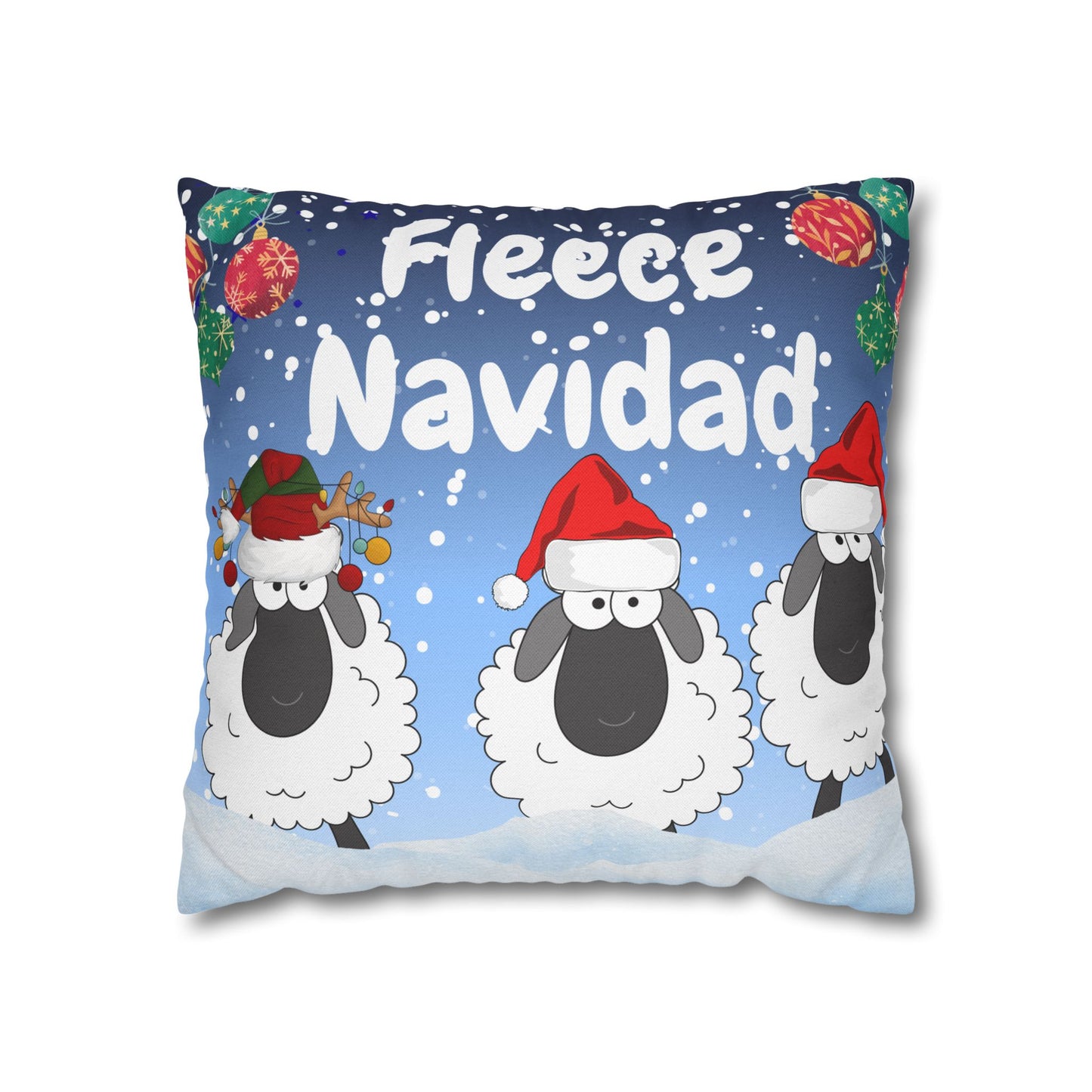 Christmas Sheep Pillowcase, Fleece Navidad Decor, Holiday Home Accents, Cozy Cotton Cushion Cover, Winter Gift Idea, Seasonal Home Decor