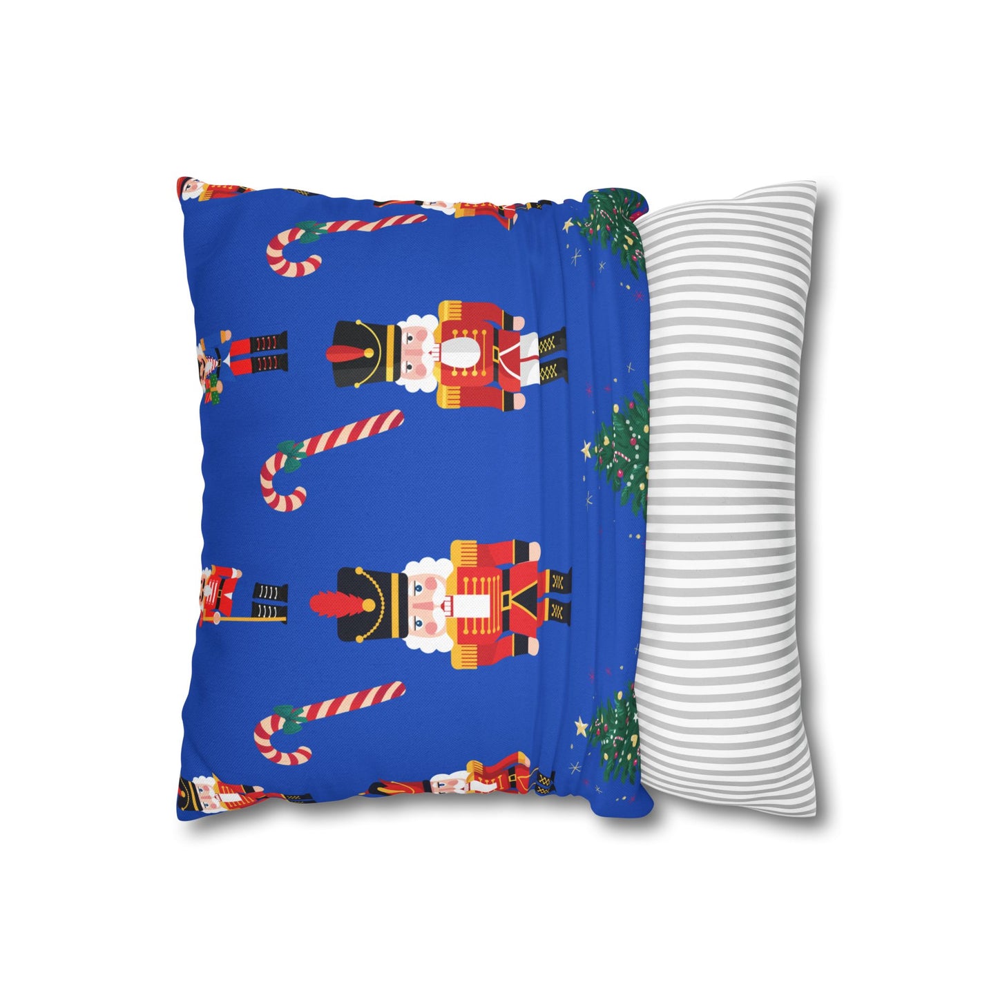 Nutcracker Holiday Pillow — Festive Candy Cane & Christmas Tree Throw Pillow