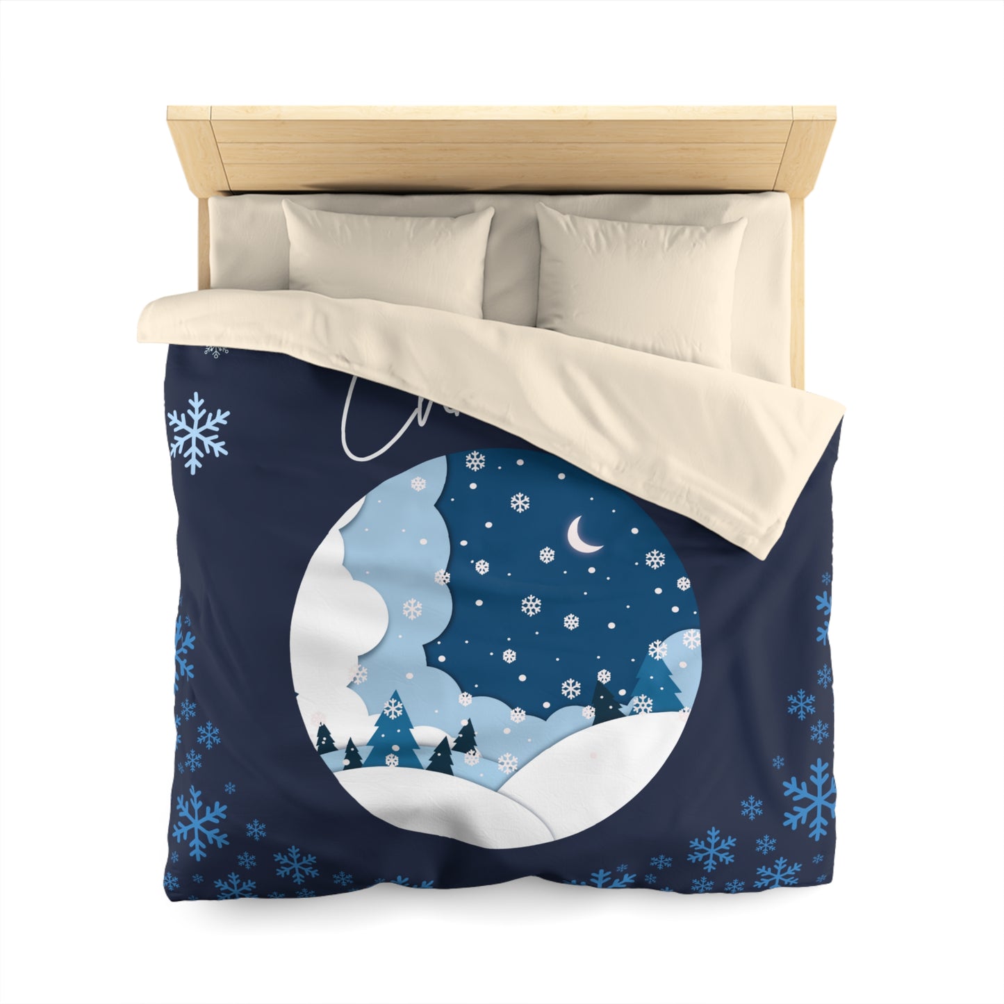 Christmas Winter Wonderland Duvet Cover | Cozy Bedding for Holiday Decor, Seasonal Home Accent, Snowflake Pattern