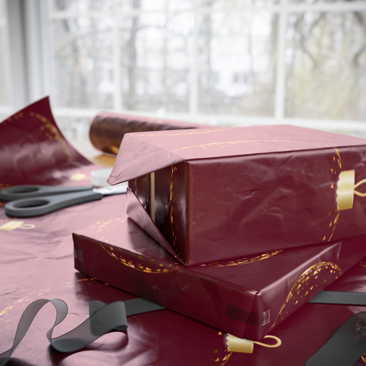 Elegant Holiday Wrapping Paper, Festive Gift Wrap, Christmas Paper, Ornament Design, Eco-Friendly Gift Wrap