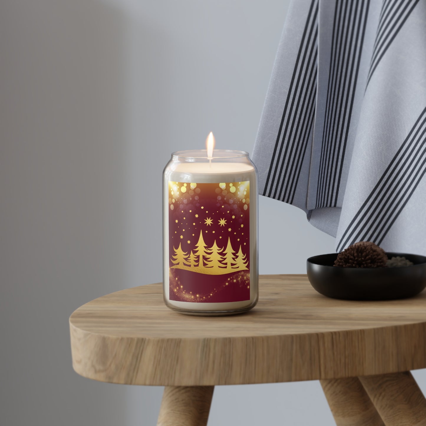 Holiday Scented Soy Candle - 13.75oz - Festive Pine & Bokeh Glow