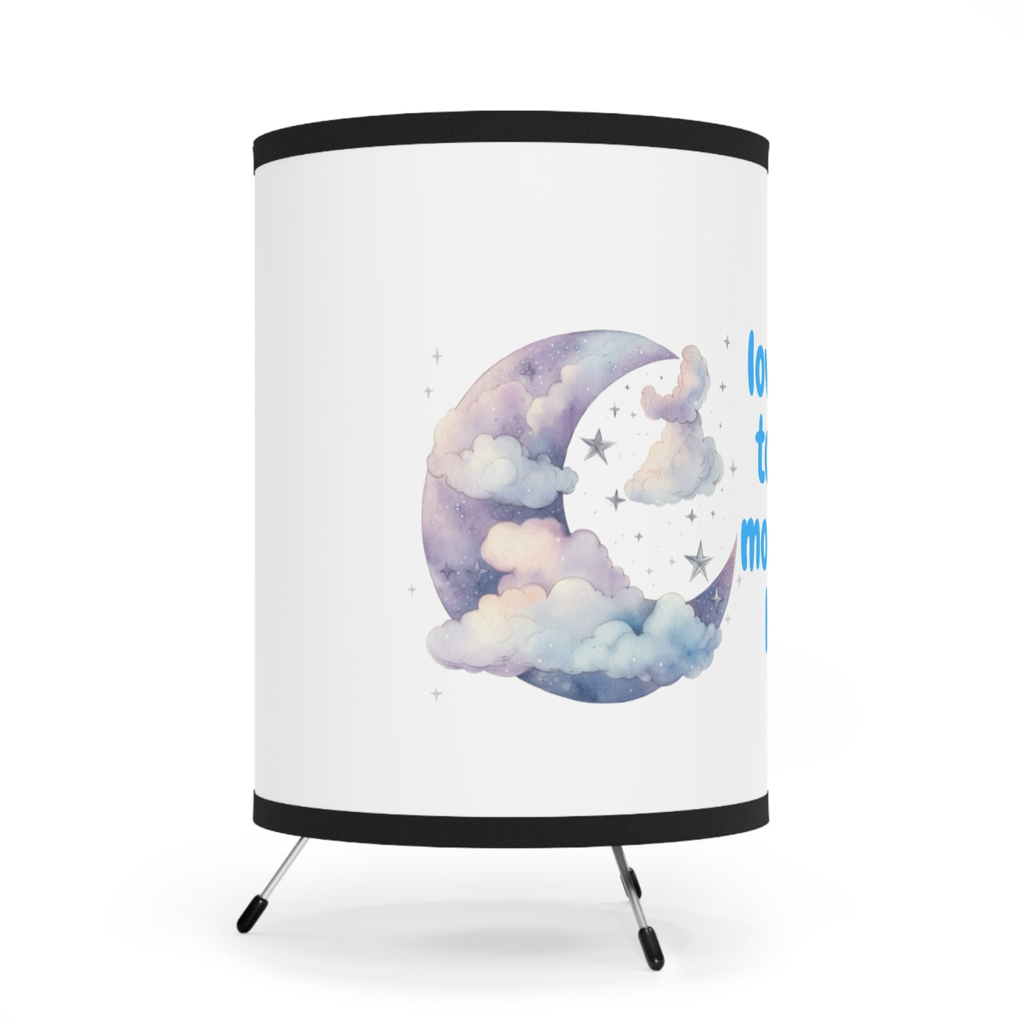 Tripod Lamp with Love You to the Moon and Back Shade, Night Decor, Moonlight Lamp, Bedroom Lighting, Gift for Her, Home Accents