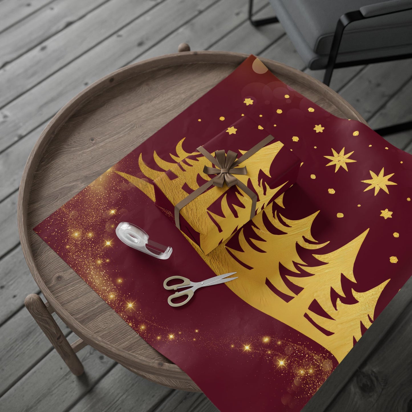 Golden Sparkle Christmas Wrapping Paper | Holiday Gift Wrap, Festive Wrap for Gifts, Seasonal Decoration, Birthday, New Year