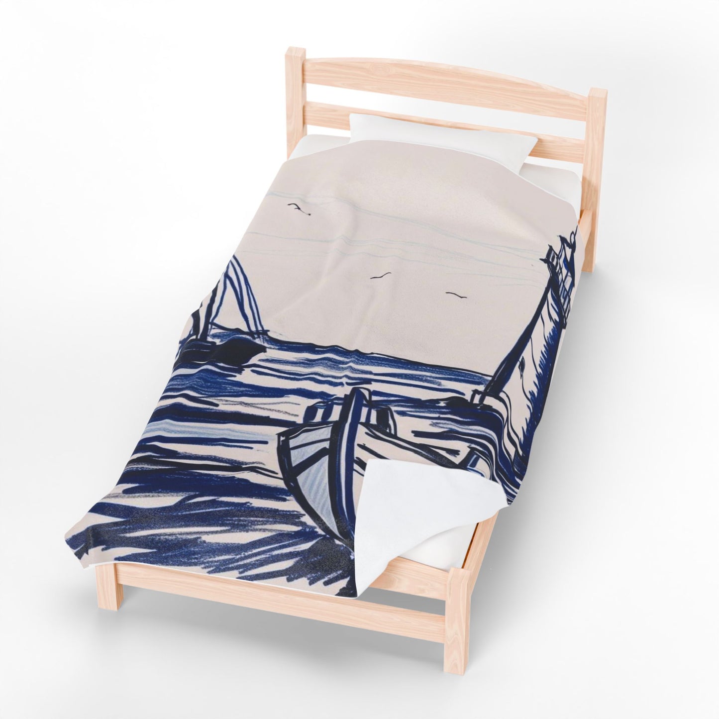 Cozy Nautical Velveteen Plush Blanket - Ideal Gift for Beach Lovers, Home Decor, Beach House, Relaxation, and Gift for Him/Her