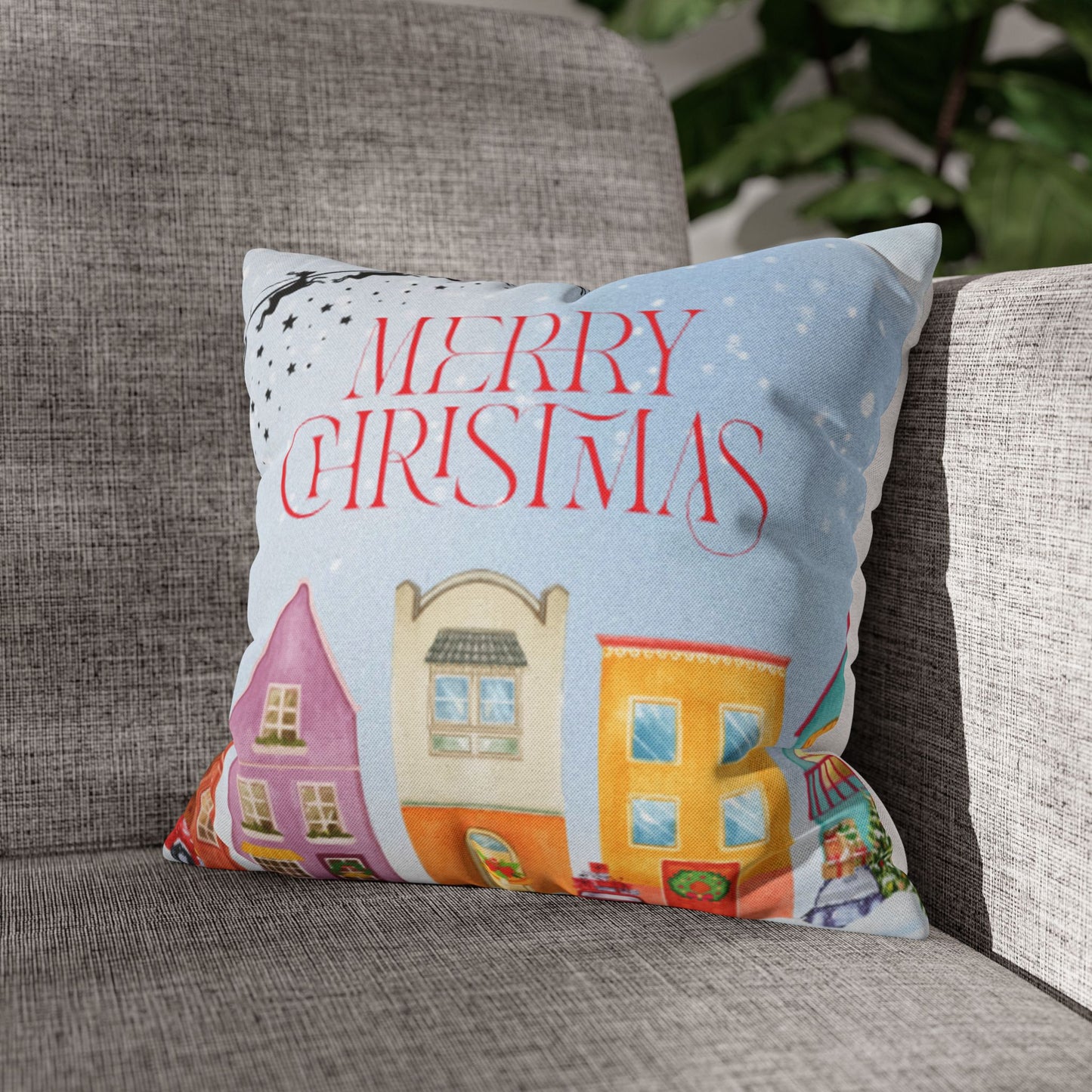 Christmas Decorative Pillowcase with Merry Christmas Design, Holiday Home Decor, Seasonal Cushion Cover, Gift for Her, Festive Accent
