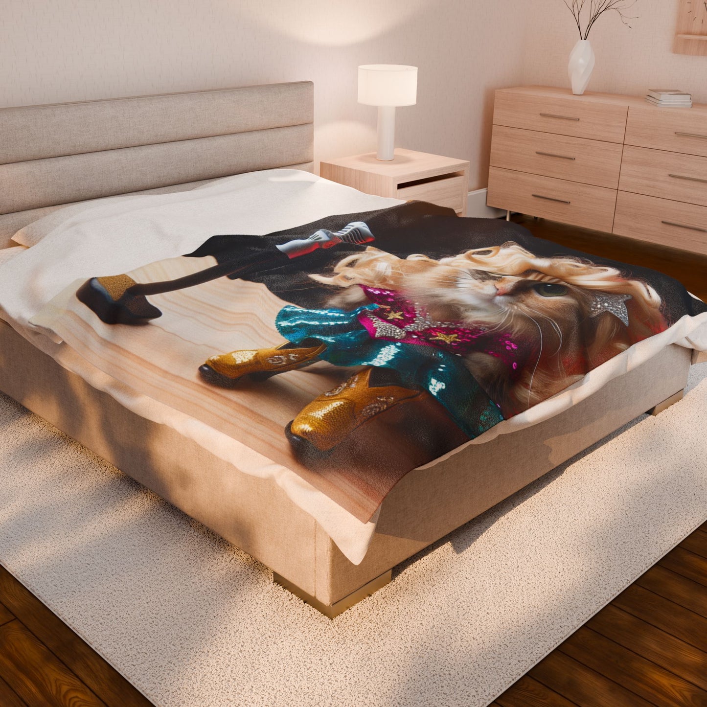 Funny Cat Diva Velveteen Plush Blanket, Cozy Cat Lover Gift, Fun Home Decor, Perfect for Pet Lovers, Unique Cat Themed Gift