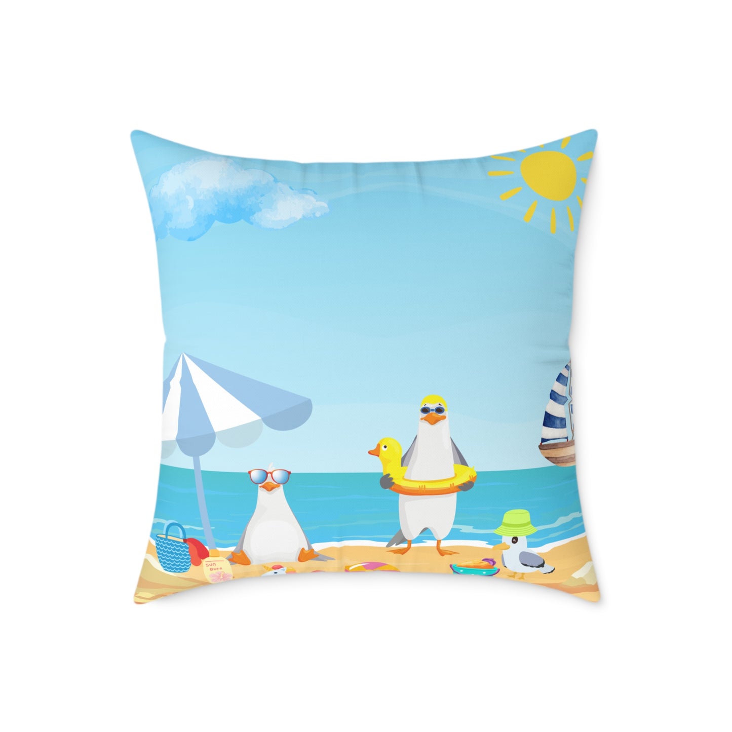 Beach Vibes Square Poly Canvas Pillow | Coastal Decor, Summer Home Accents, Nautical Gift, Fun Throw Pillow, Indoor/Outdoor Cushion