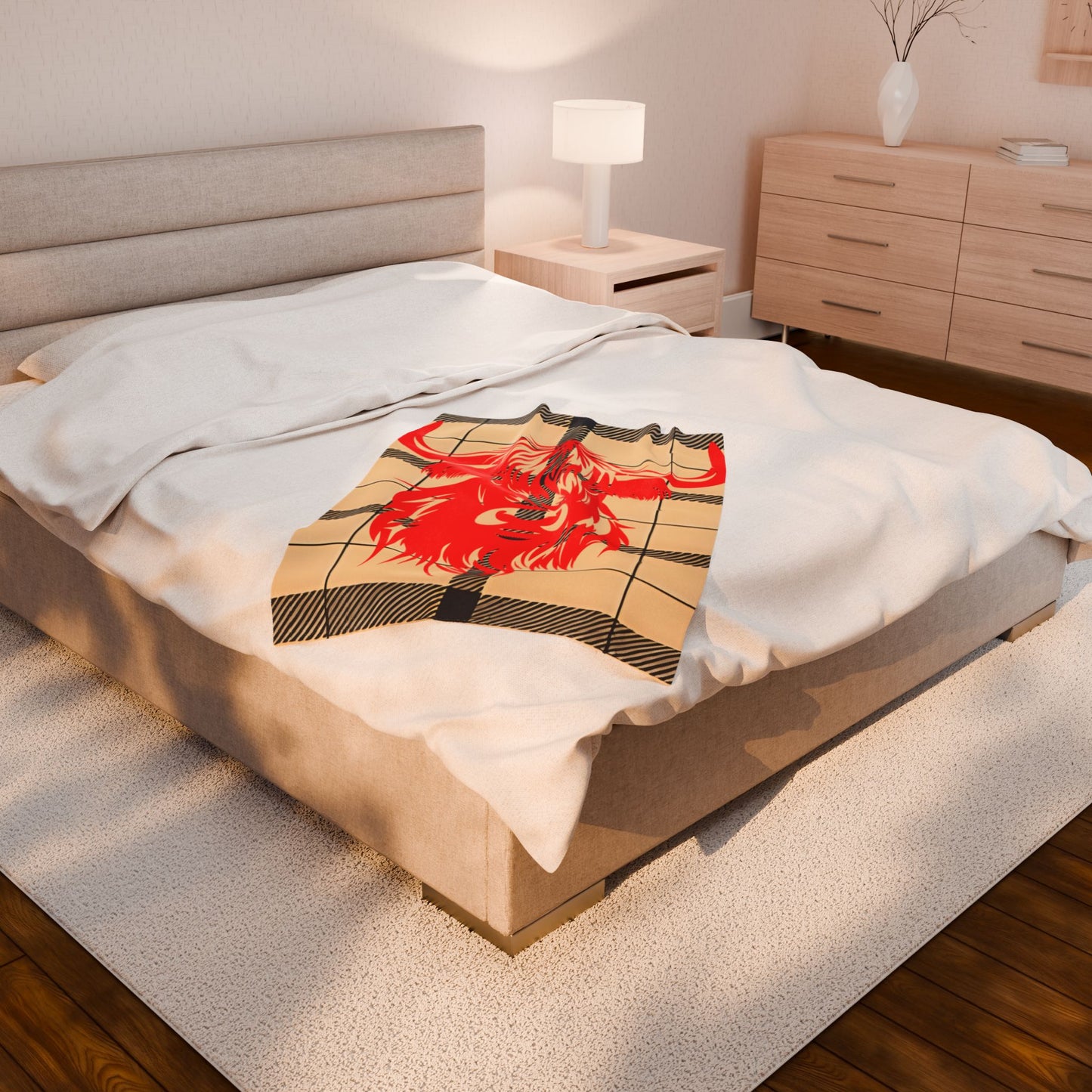 Bold Highland Cow Velveteen Plush Blanket, Cozy Home Decor, Gift for Animal Lovers, Perfect for Relaxation, Camping, Winter Nights