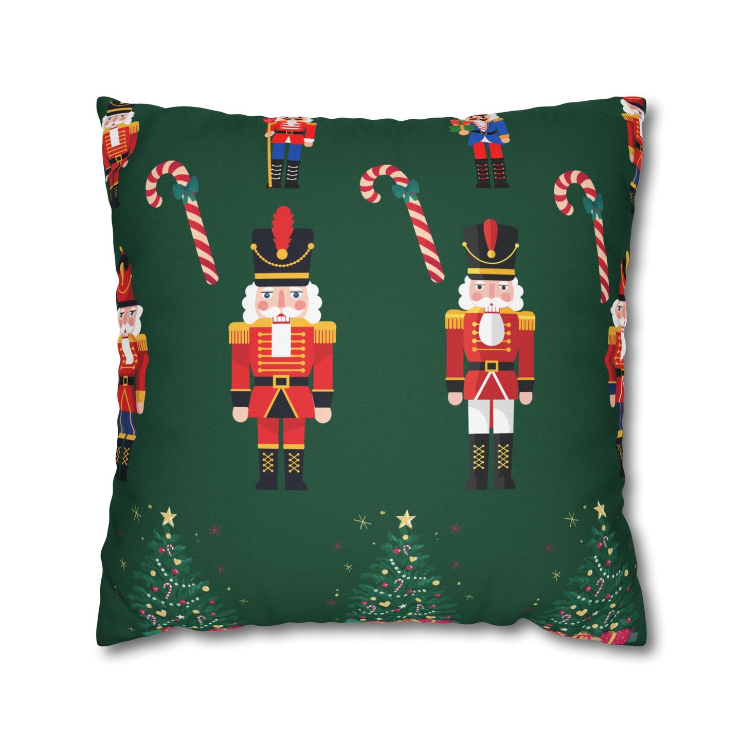 Nutcracker Christmas Pillowcase — Festive Green Holiday Throw Pillow Cover