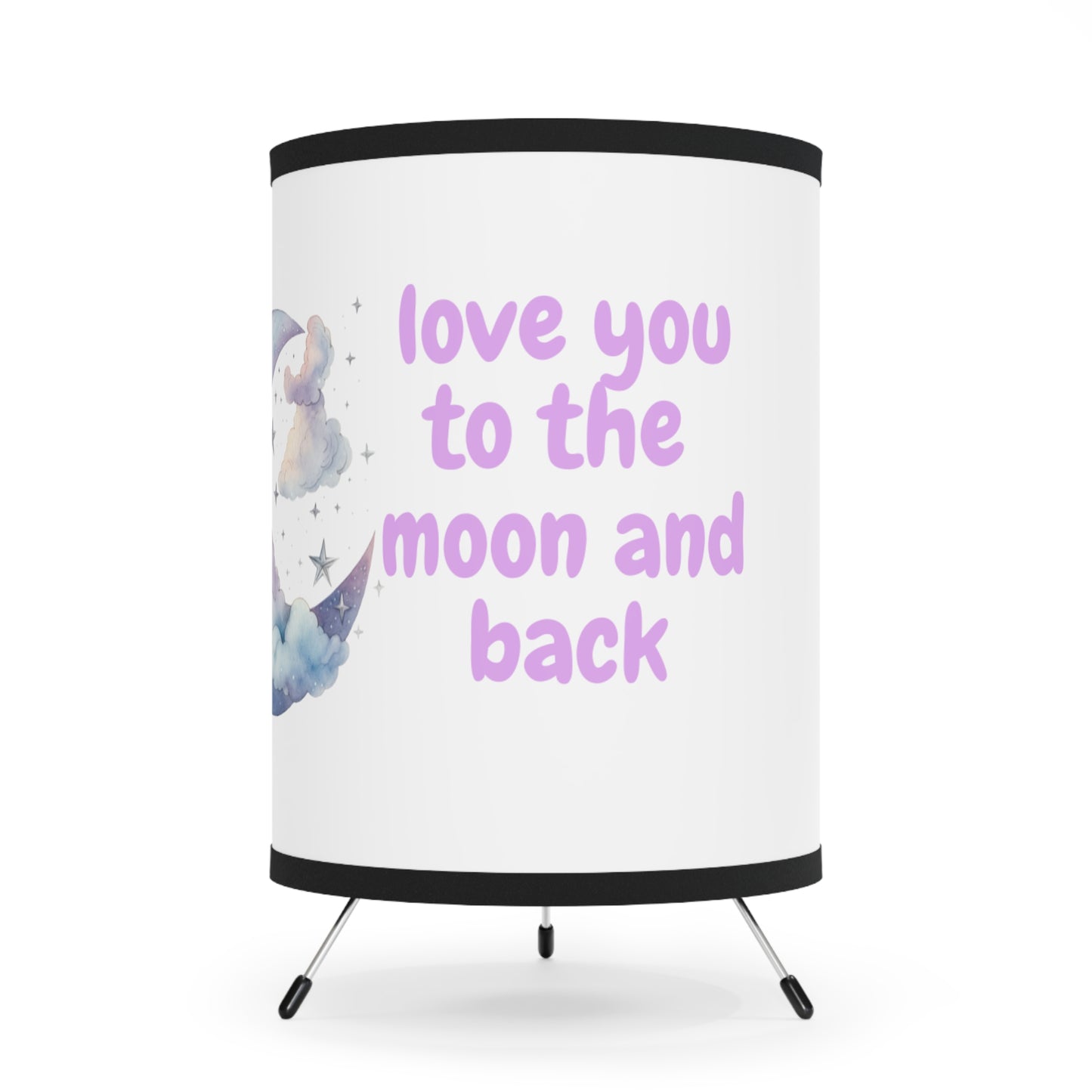 Whimsical Tripod Lamp with Love You to the Moon and Back Shade, Cozy Home Decor, Gift for Kids, Nursery Lighting, Moon Phase Decor