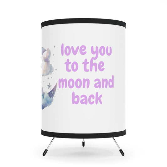 Whimsical Tripod Lamp with Love You to the Moon and Back Shade, Cozy Home Decor, Gift for Kids, Nursery Lighting, Moon Phase Decor