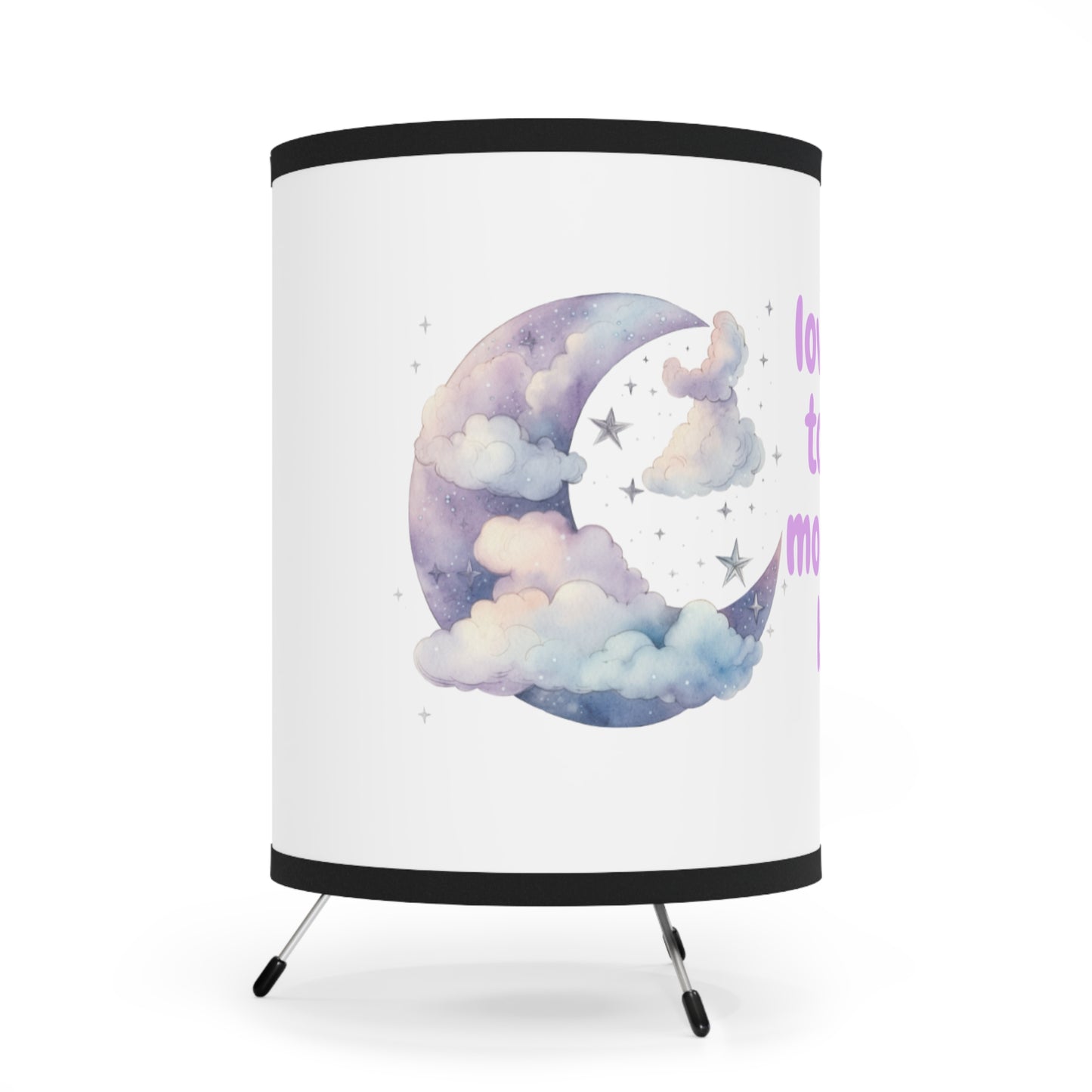 Whimsical Tripod Lamp with Love You to the Moon and Back Shade, Cozy Home Decor, Gift for Kids, Nursery Lighting, Moon Phase Decor