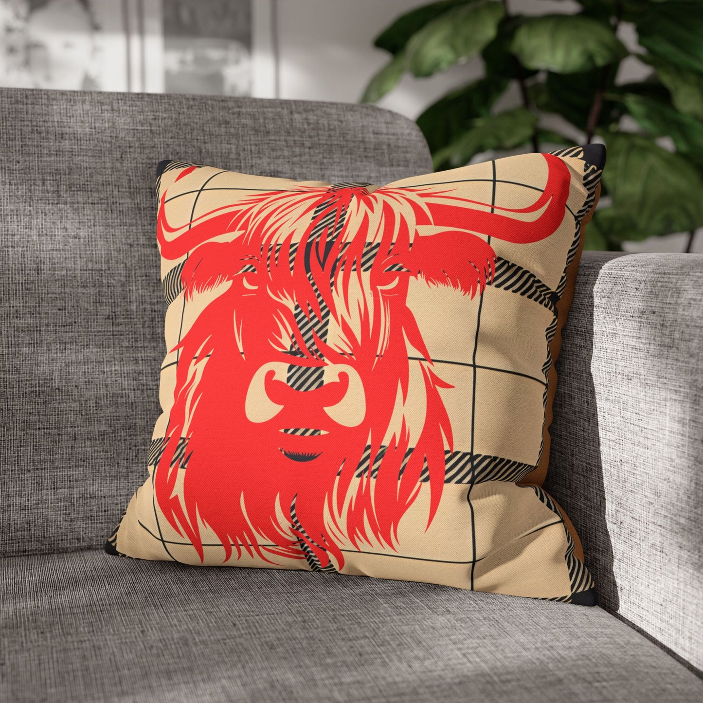 Rustic Highland Cow Pillowcase | Cozy Farmhouse Decor, Animal Lover Gift, Unique Home Accent, Throw Pillow Cover, Country Style Decor