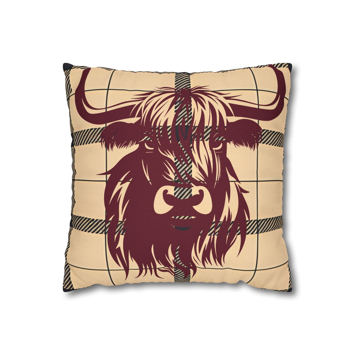 Highland Cow Pillowcase, Cozy Home Decor, Rustic Farmhouse Accent, Unique Gift for Animal Lovers, Throw Pillow Cover, Country Style Cushion