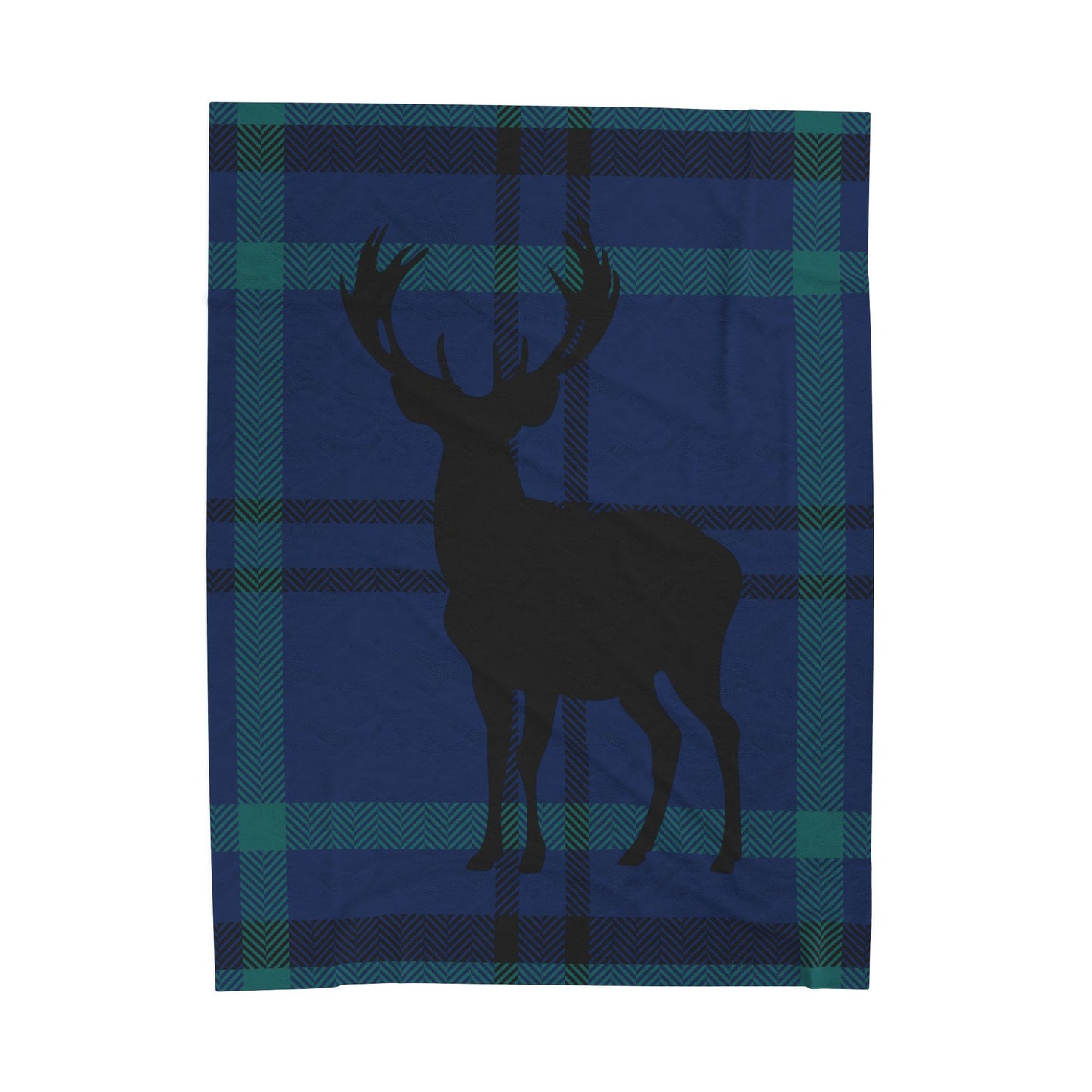 Plaid Deer Velveteen Plush Blanket - Cozy Winter Decor