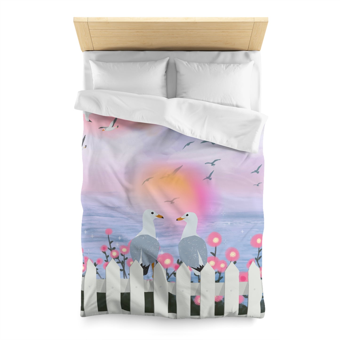 Romantic Coastal Microfiber Duvet Cover, Beach Decor, Bedroom Makeover, Home Textile, Gift for Her, Ocean Vibes