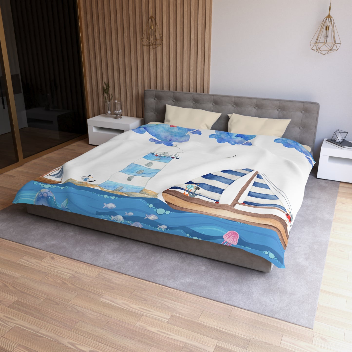 Coastal Escape Microfiber Duvet Cover, Nautical Bedding, Ocean-Themed Decor, Beach House Essentials, Kids Room Makeover